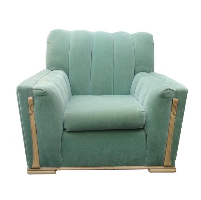 Pair or Art Deco Streamline Club Wood Trim Lounge Chairs ...