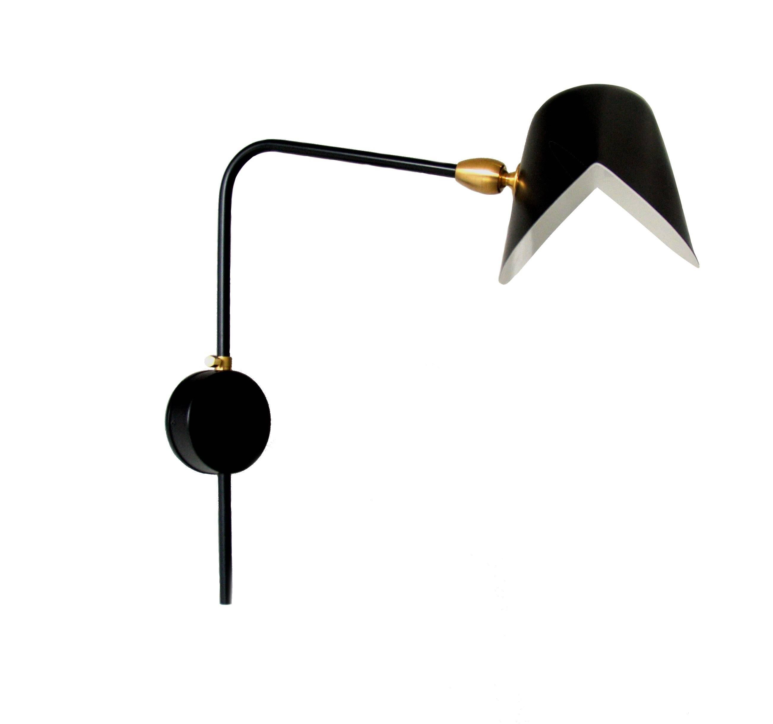 French Serge Mouille - Pair of Black Antony Sconces  For Sale