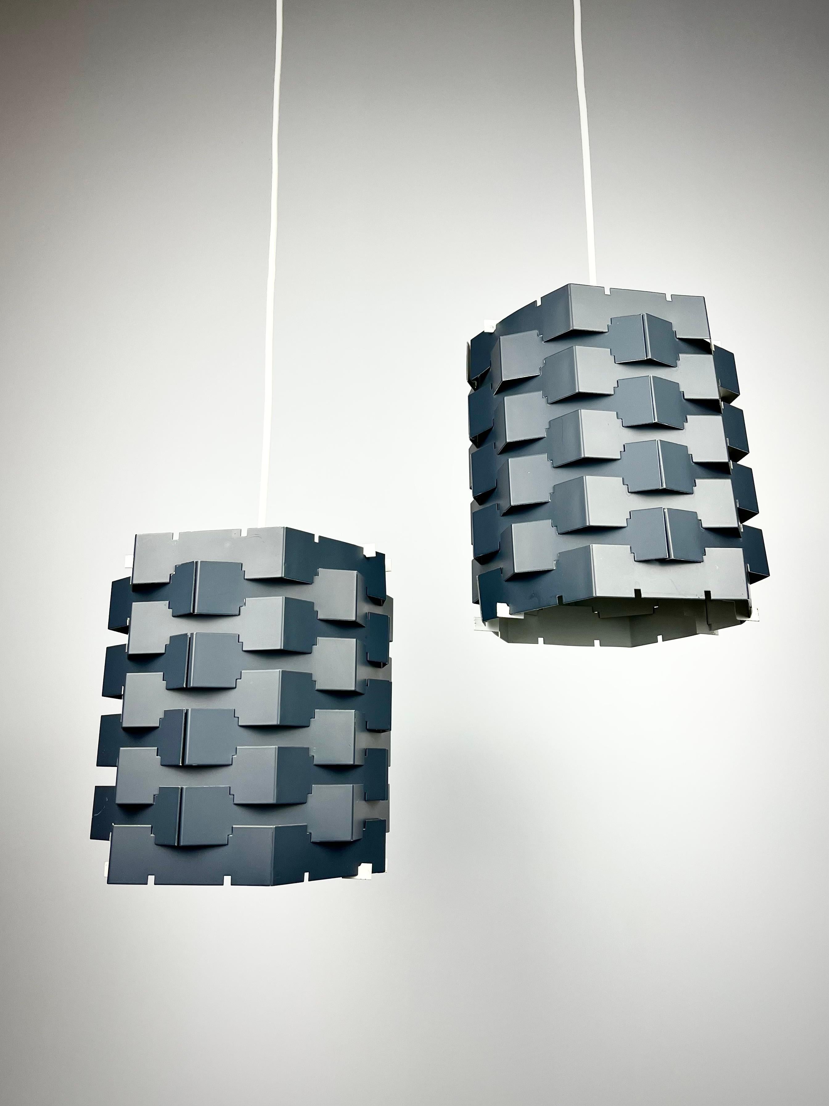 Pair Or Brutalist Architectural 1960s Mid Century Light Shades Ceiling Lights For Sale 4