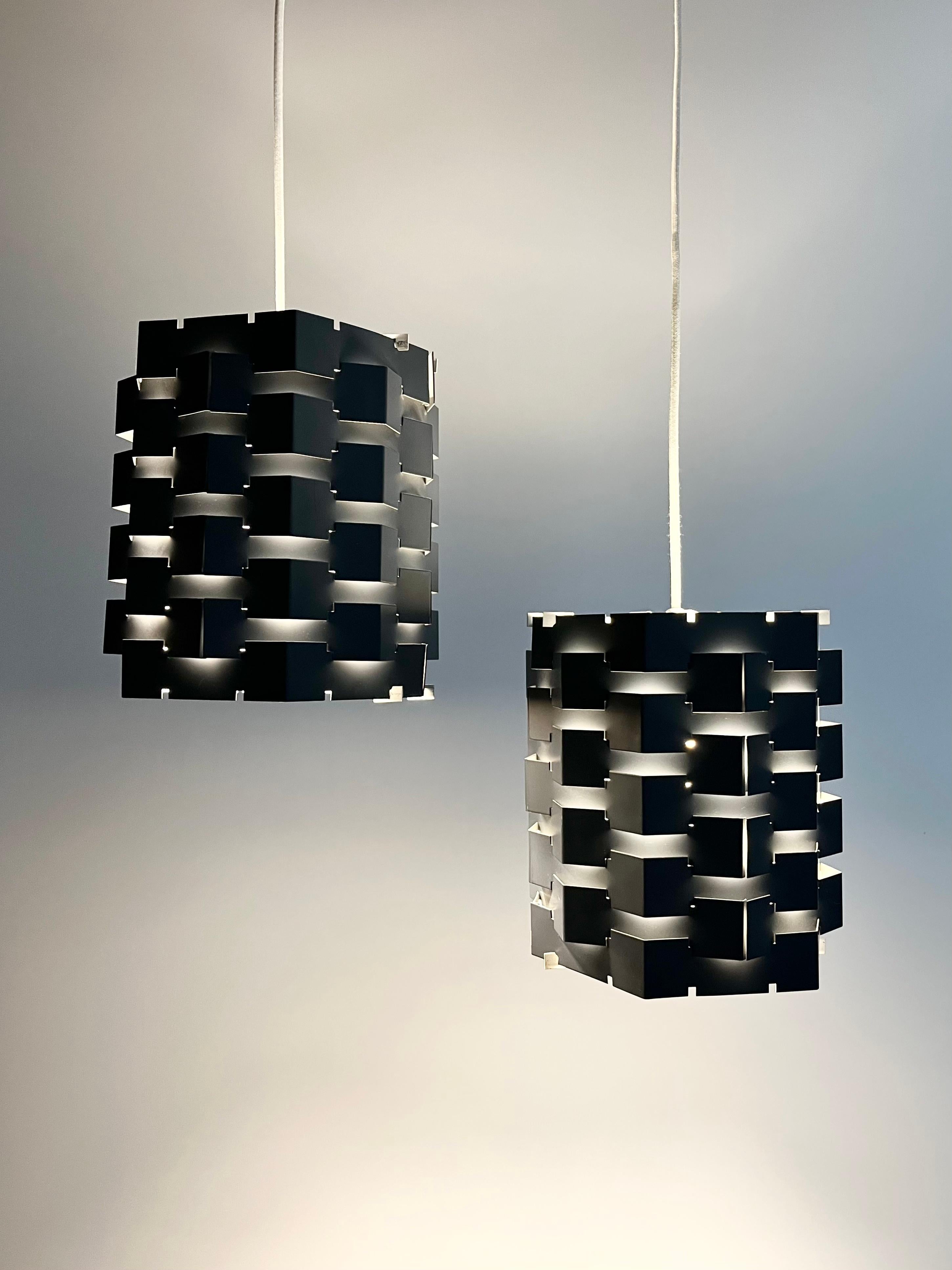 Pair Or Brutalist Architectural 1960s Mid Century Light Shades Ceiling Lights For Sale 1