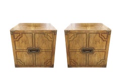 Pair or Decorative Side Tables/Cubes with Geometric Design