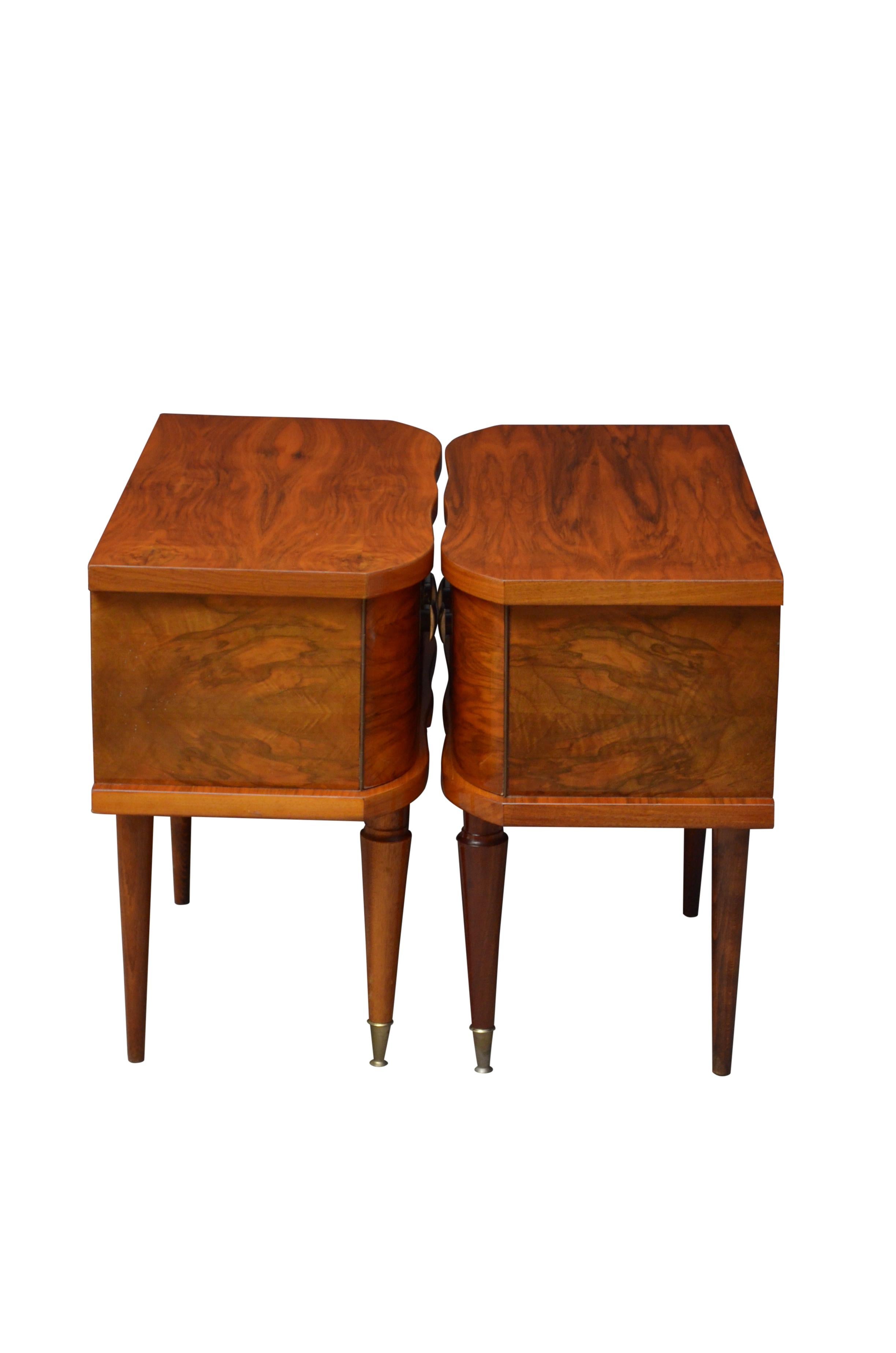 Pair of Figured Walnut Low Bedside Cabinets 5