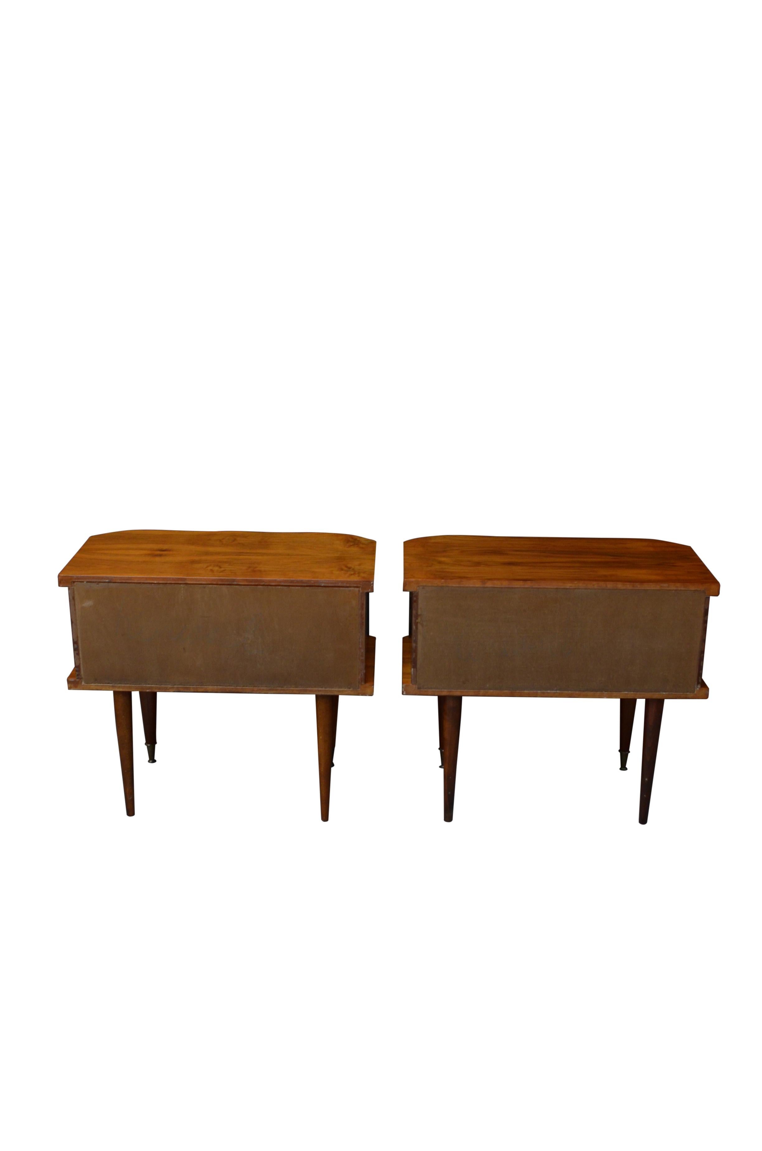 Pair of Figured Walnut Low Bedside Cabinets 6