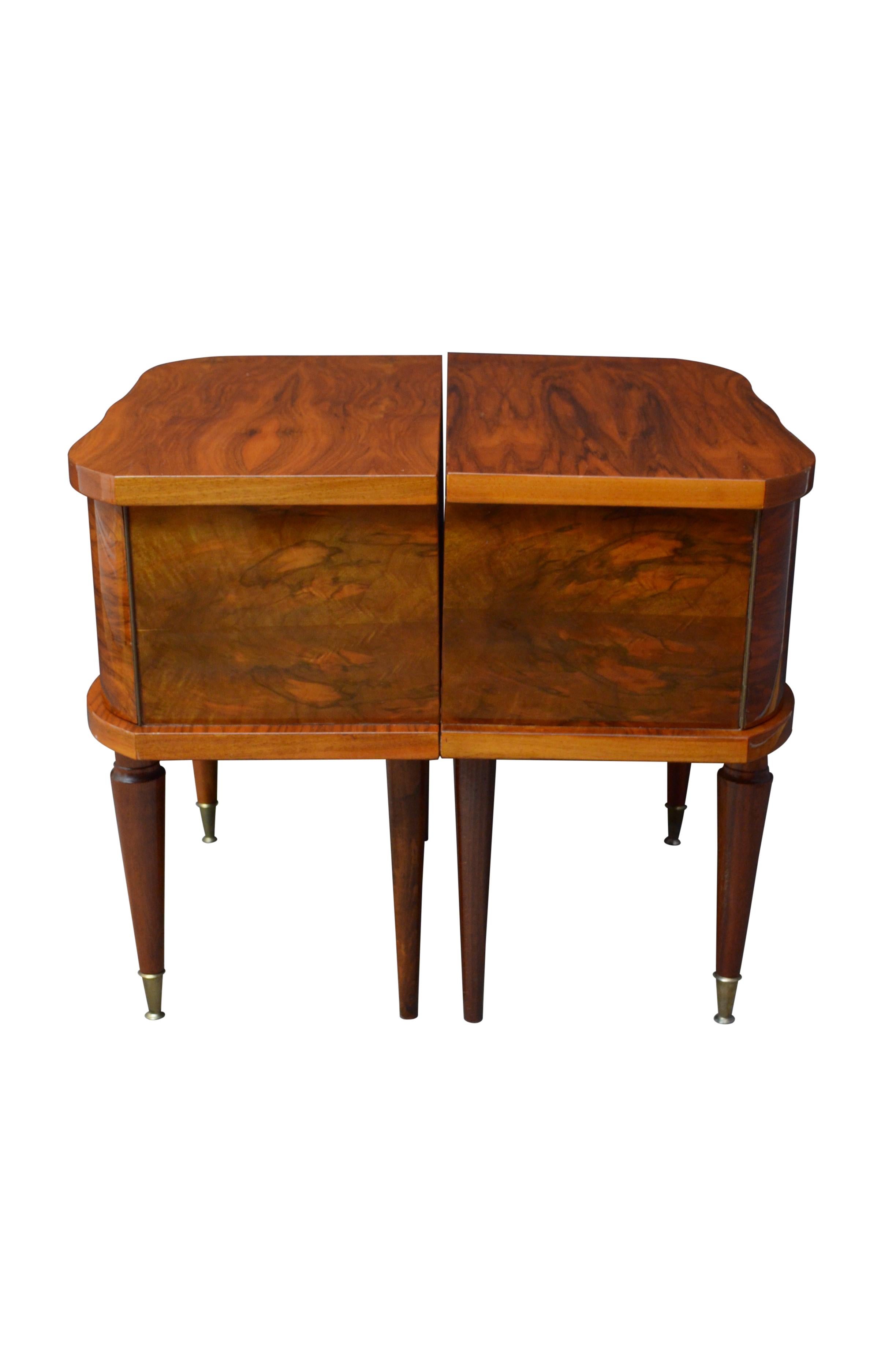 Pair of Figured Walnut Low Bedside Cabinets 7