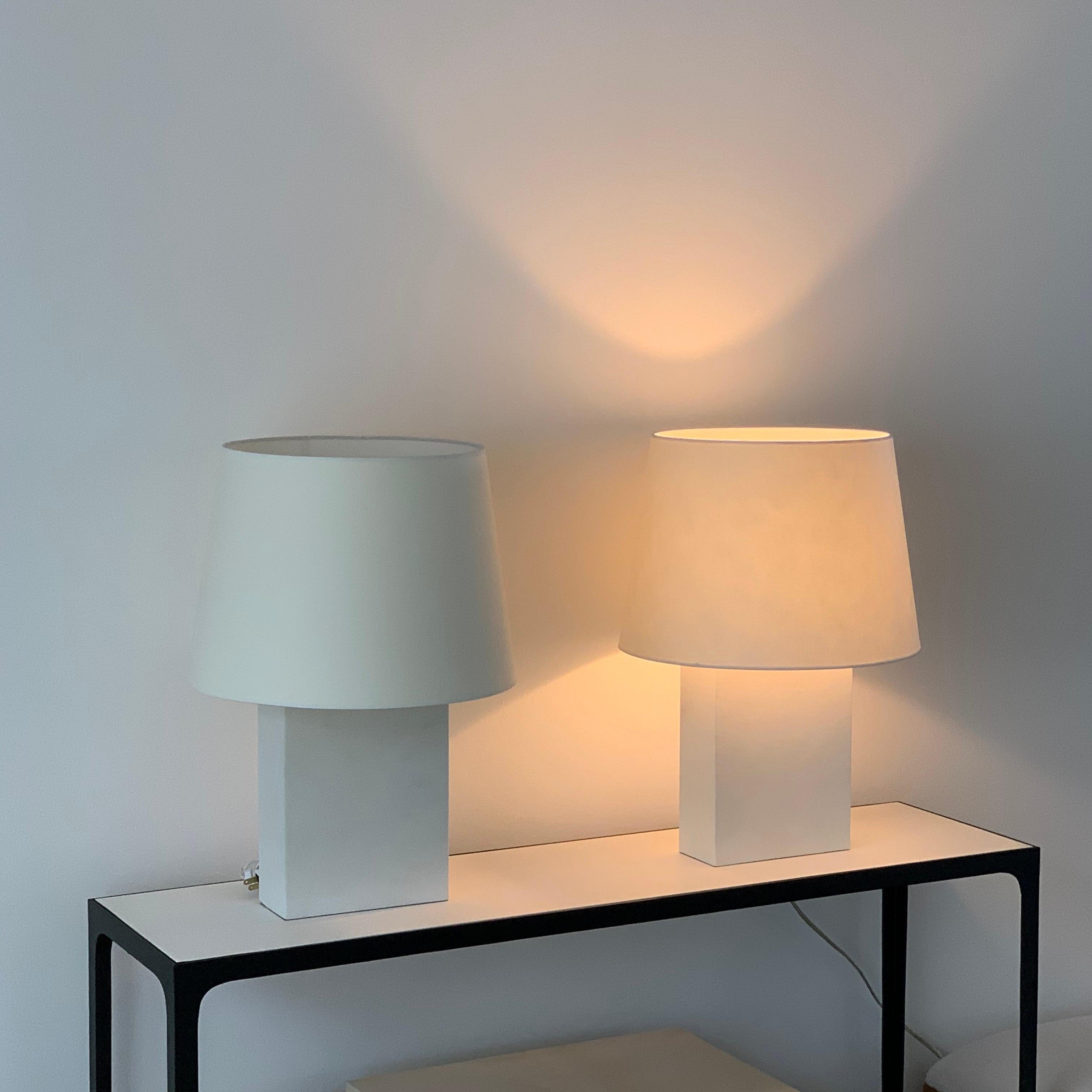 Contemporary Pair or Large 'Bloc' Parchment Table Lamps by Design Frères For Sale