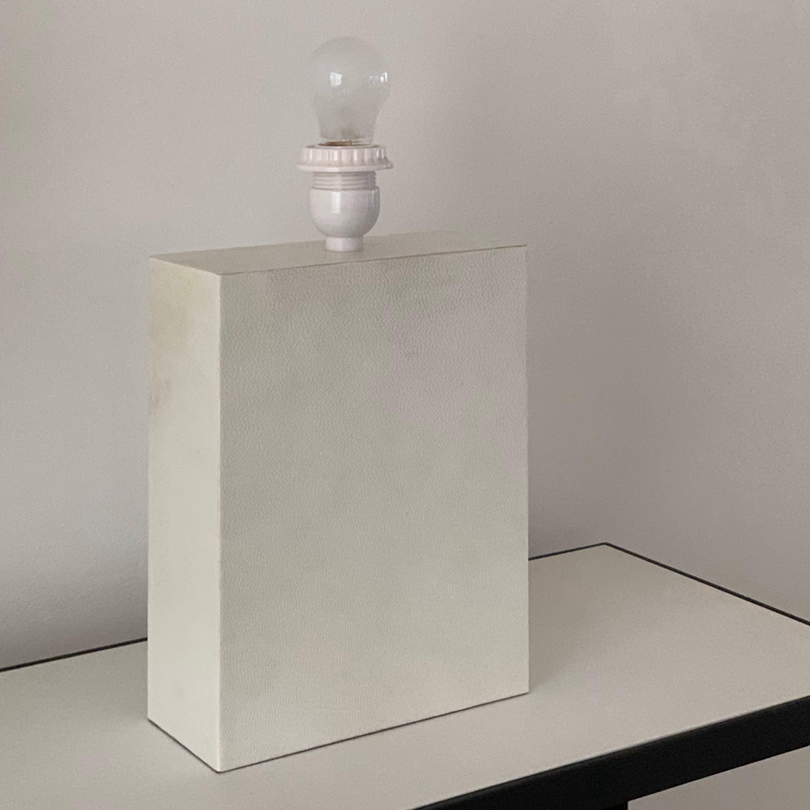 Hide Pair or Large 'Bloc' Parchment Table Lamps by Design Frères For Sale