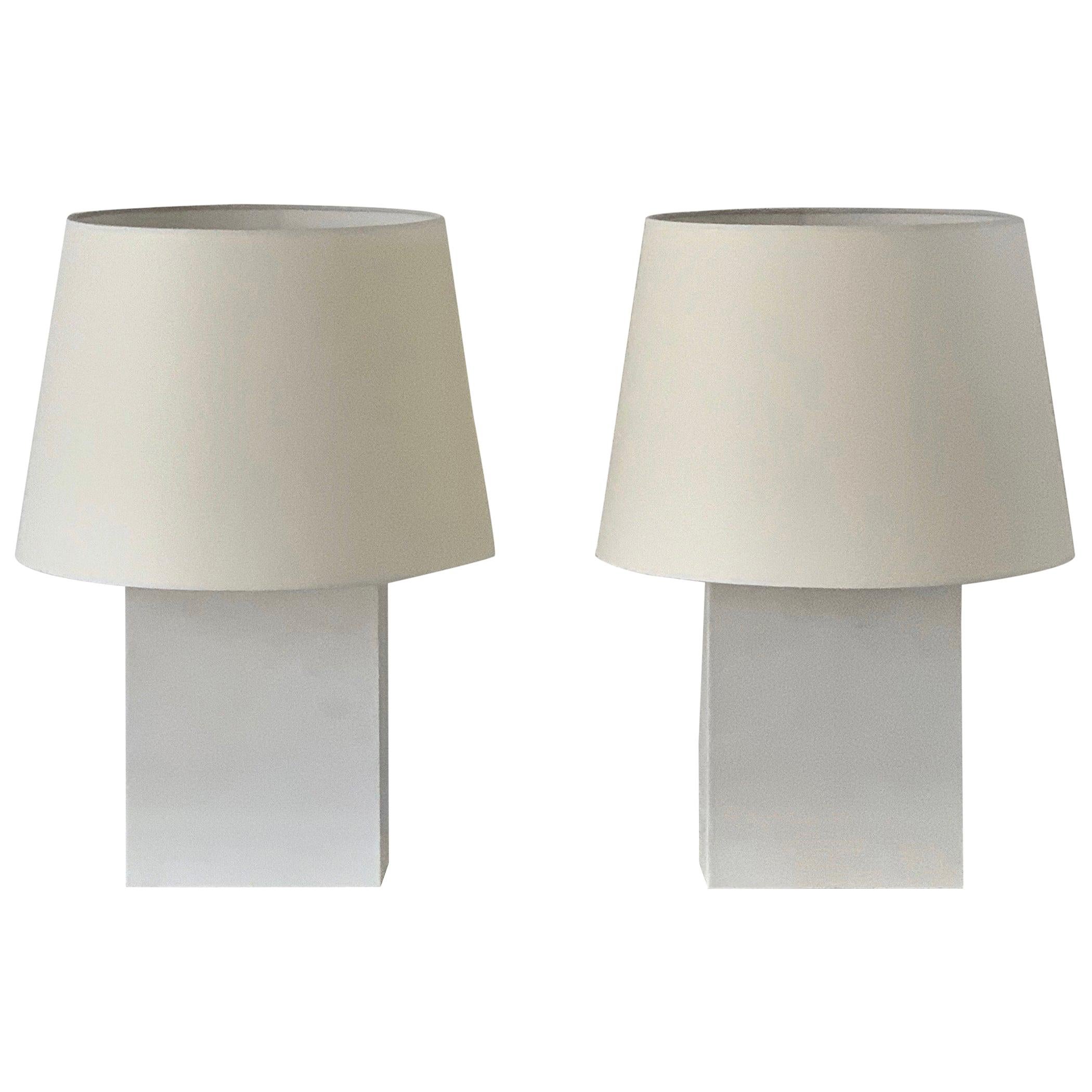 Pair or Large 'Bloc' Parchment Lamps by Design Frères For Sale