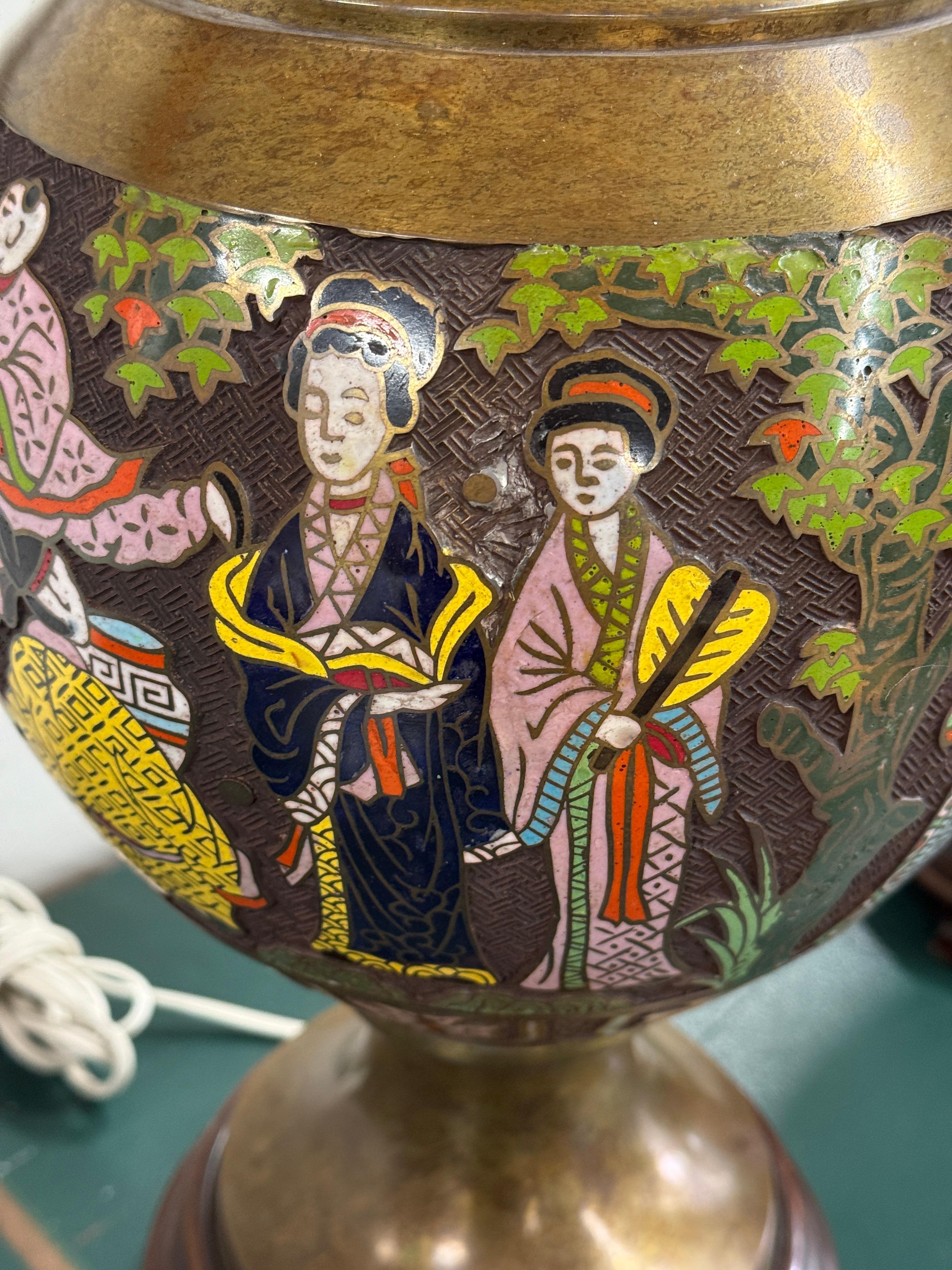 Paar chinesische Champleve-Emaille-Lampen oder Marbro-Lampen im Angebot 2