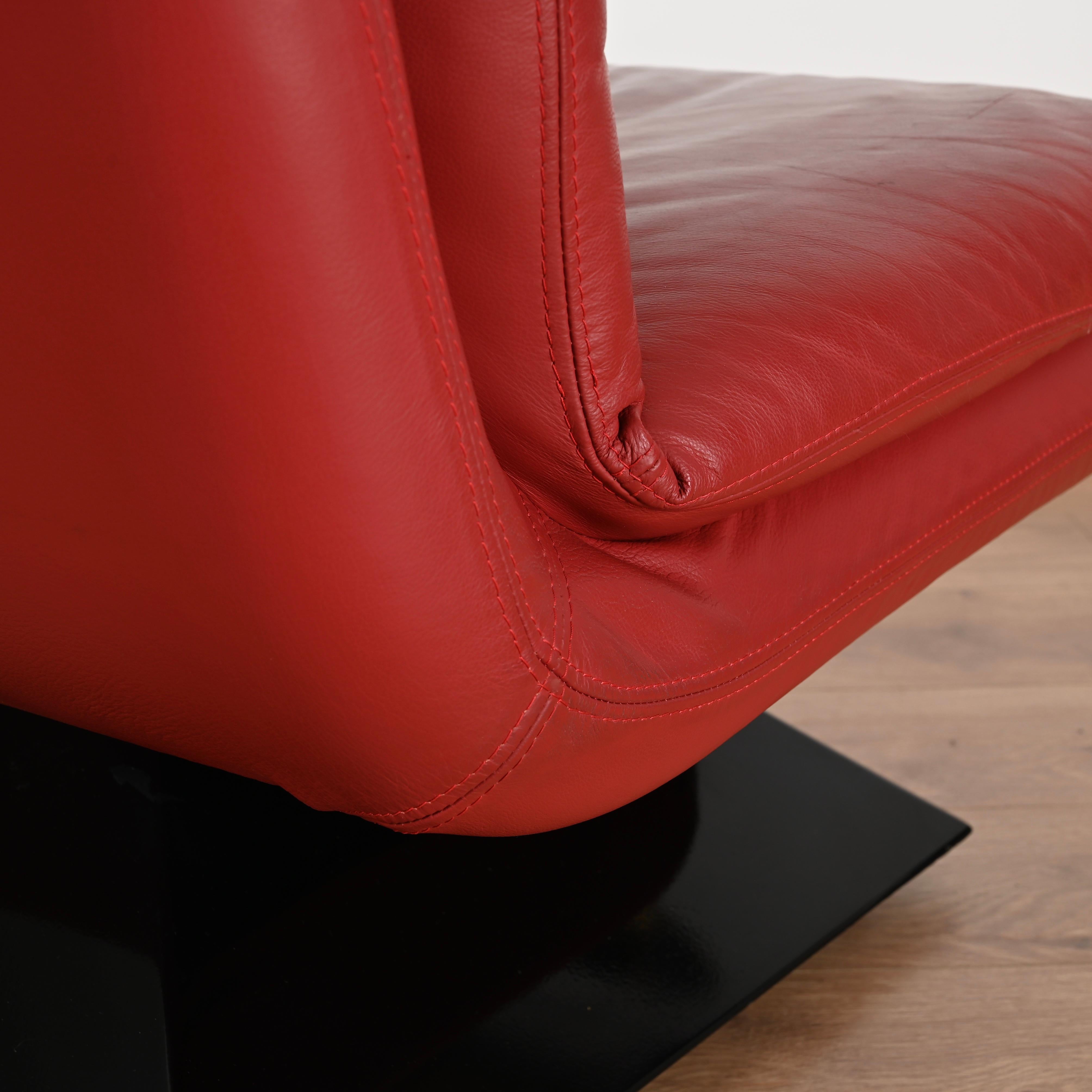 Pair or Maroon Full Grain Leather and Fiberglass Armchairs, Hans Von Klier, '70s For Sale 4