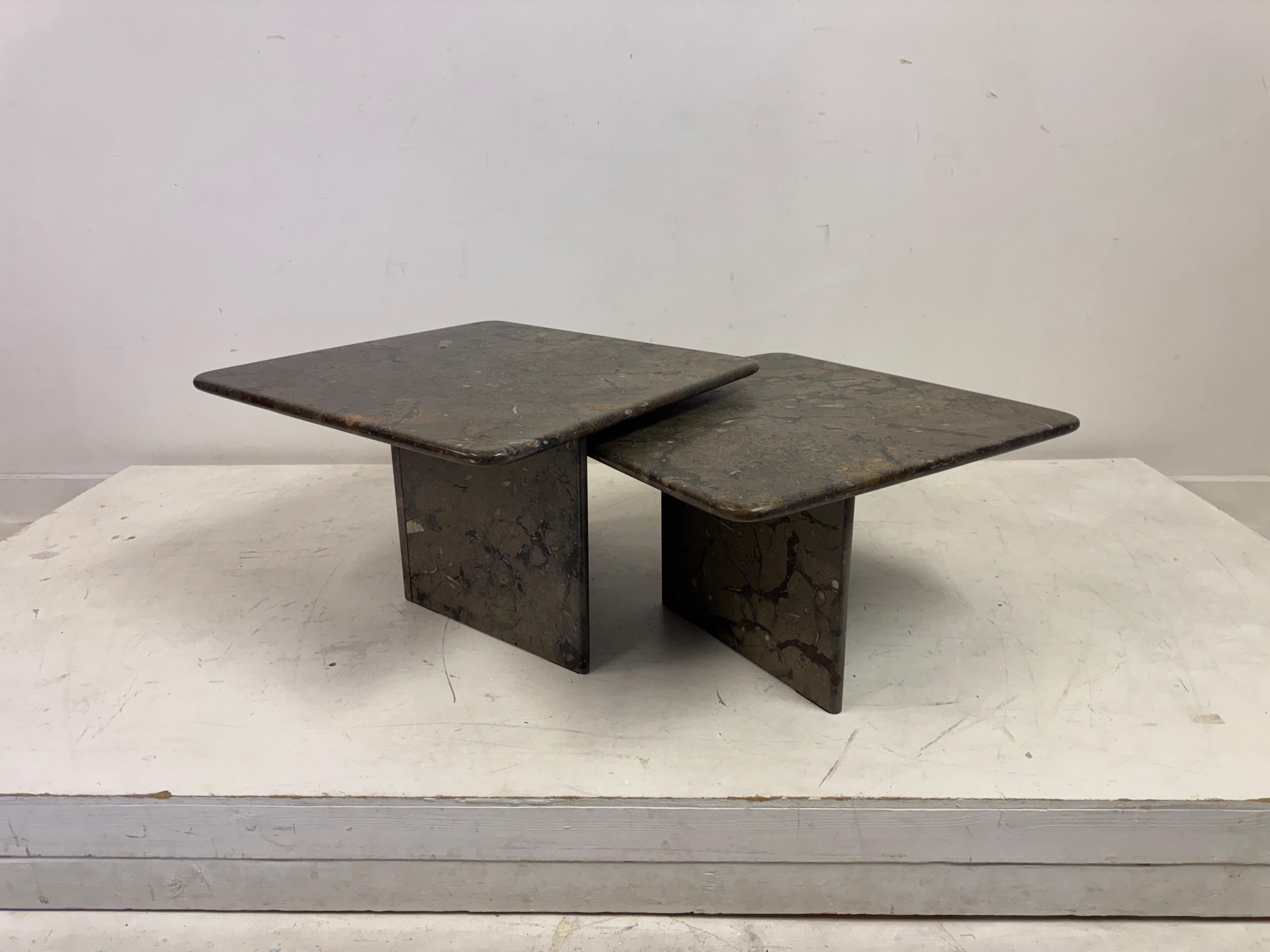 Pair or Nest of Fossil Stone Coffee Tables For Sale 9