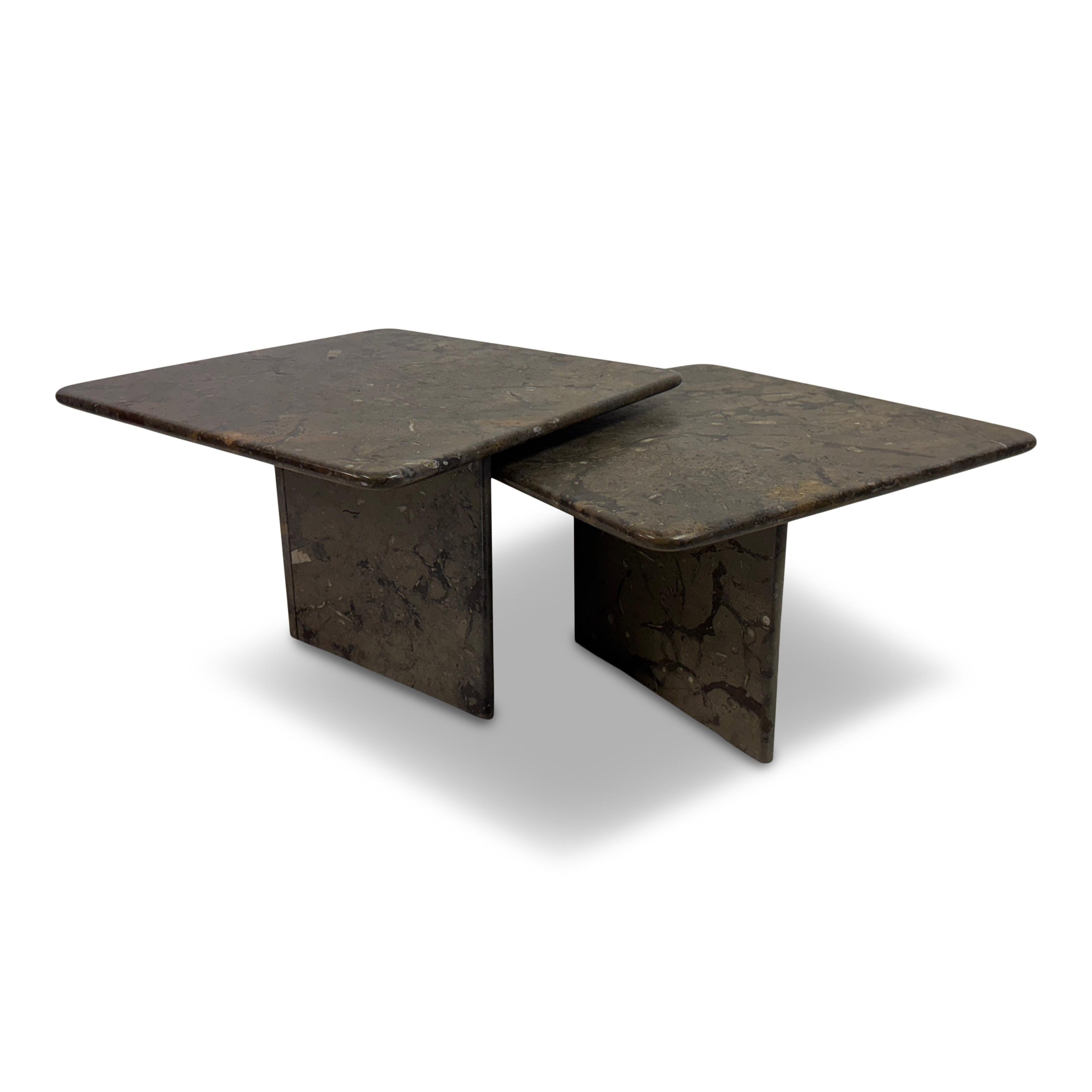 Pair or Nest of Fossil Stone Coffee Tables For Sale 14