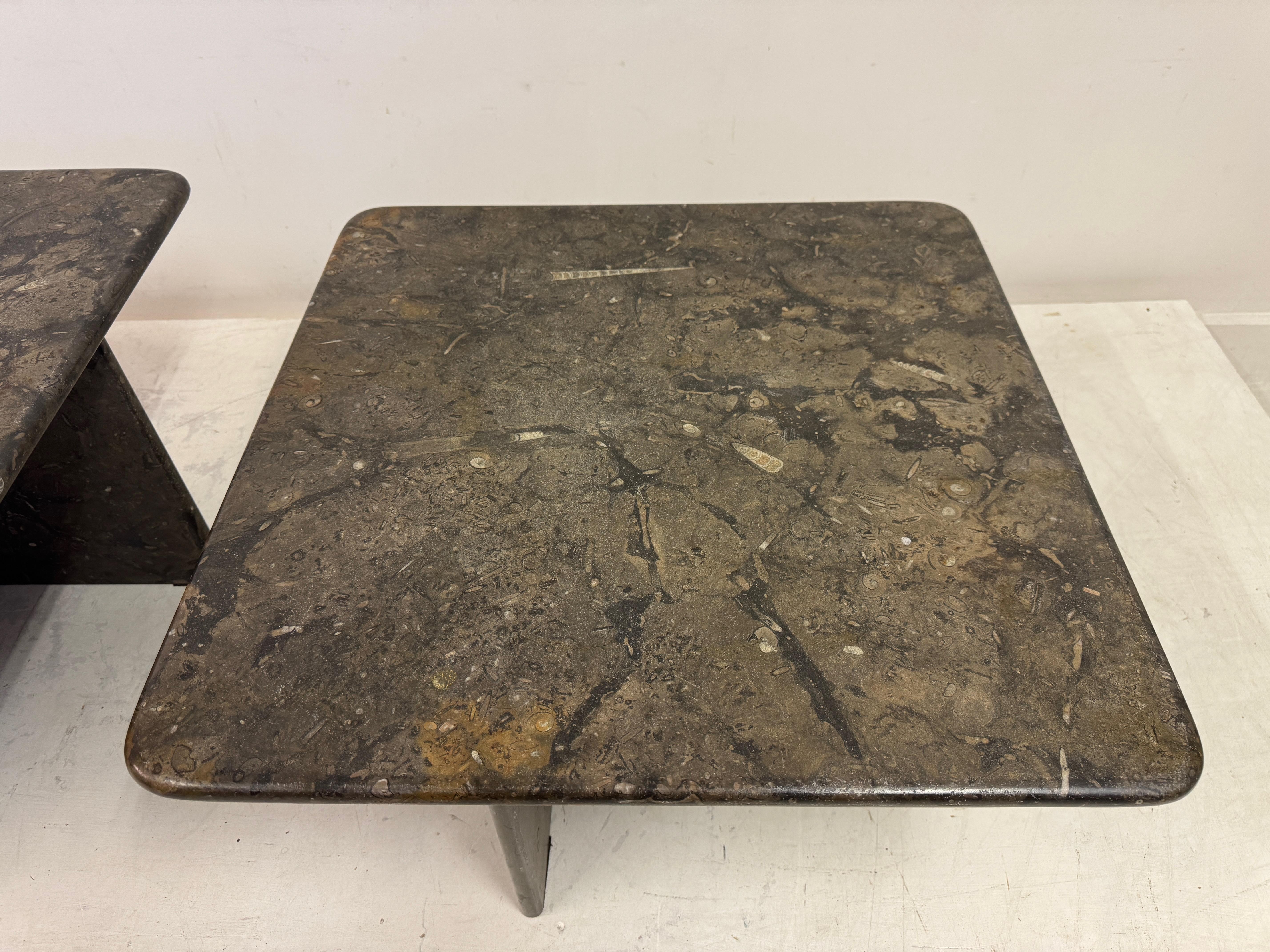 Pair or Nest of Fossil Stone Coffee Tables In Good Condition For Sale In London, London