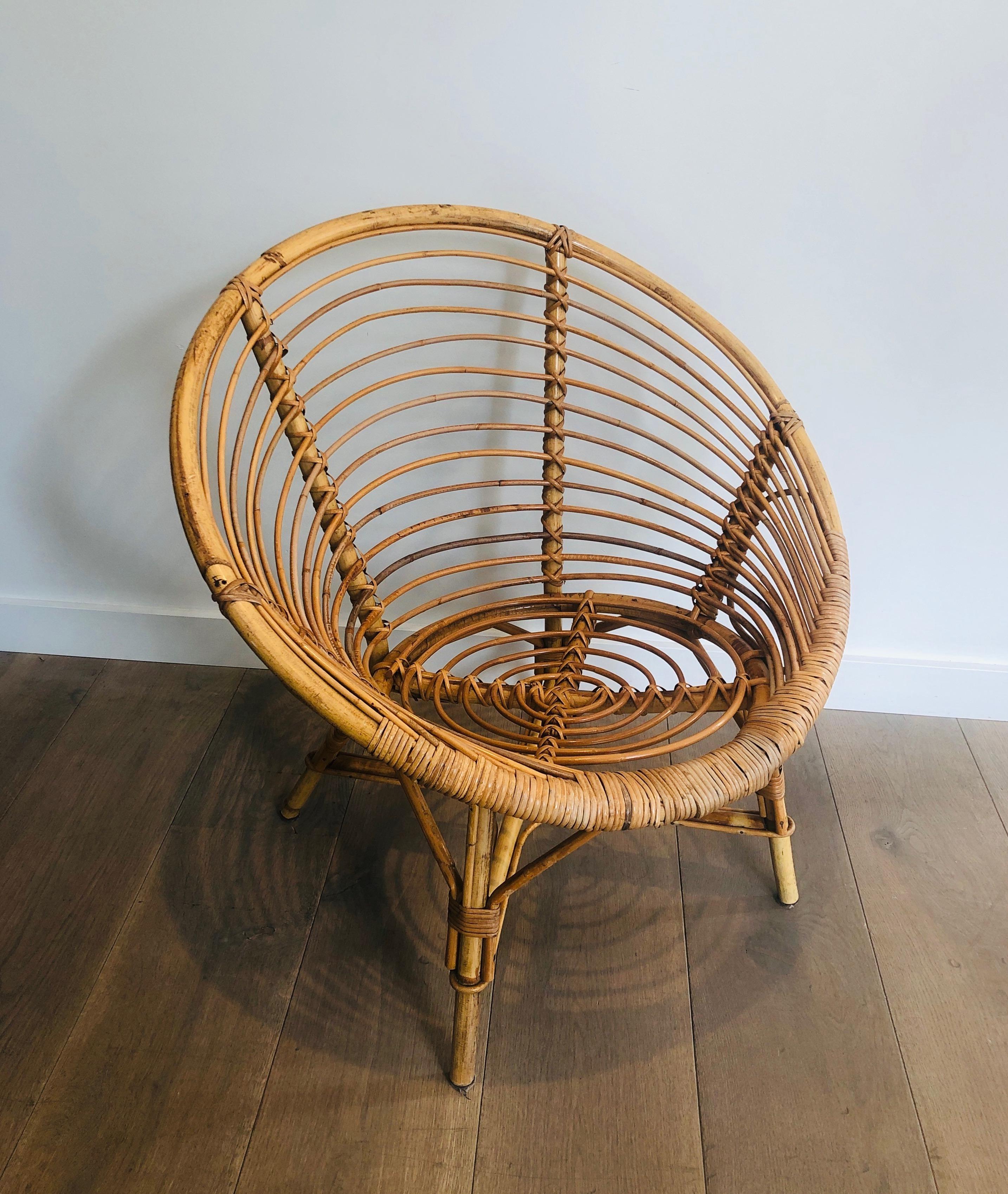 French Pair or Rattan  Armchairs For Sale