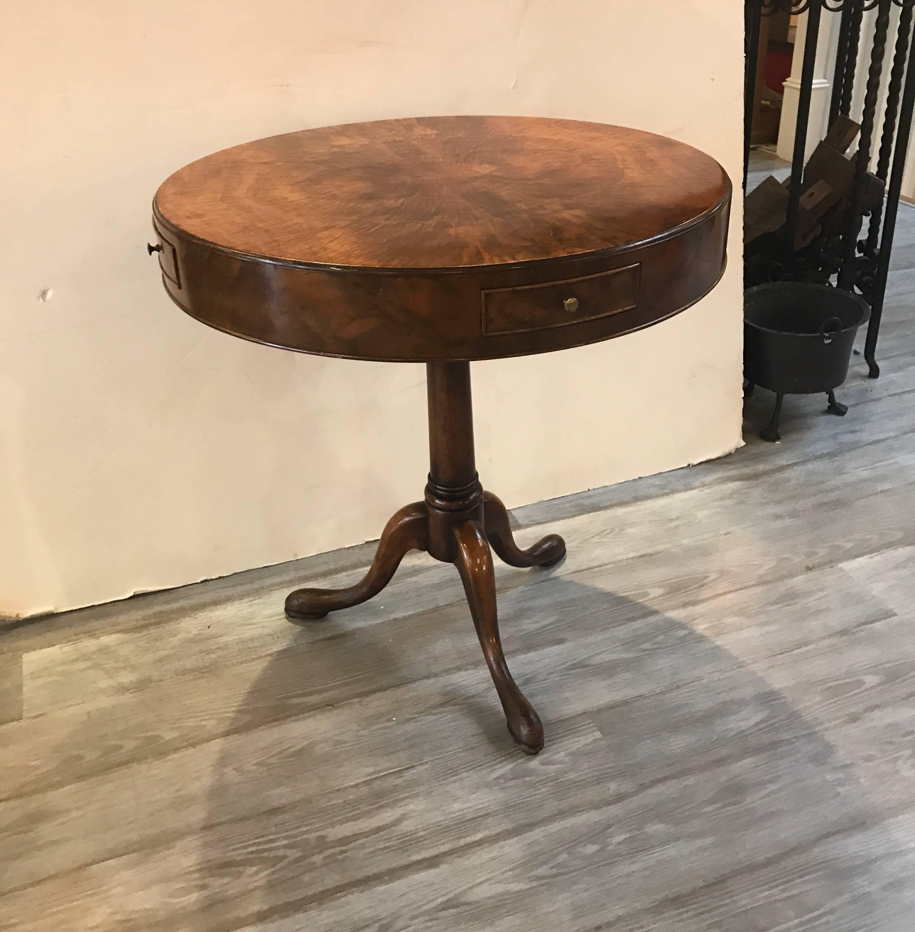 Queen Anne Pair or Round Walnut Peristalsis Side Table