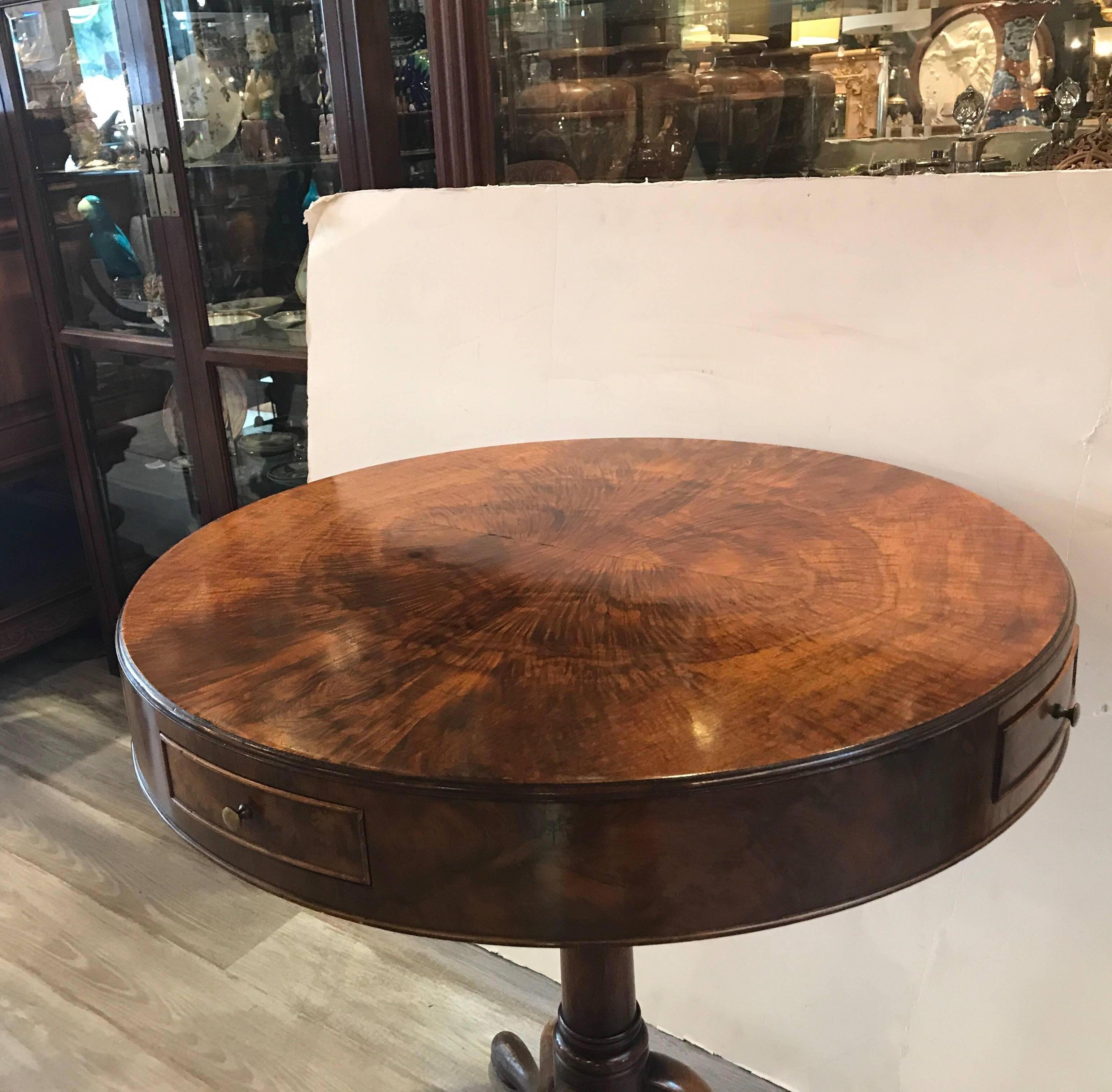 Pair or Round Walnut Peristalsis Side Table In Excellent Condition In Lambertville, NJ