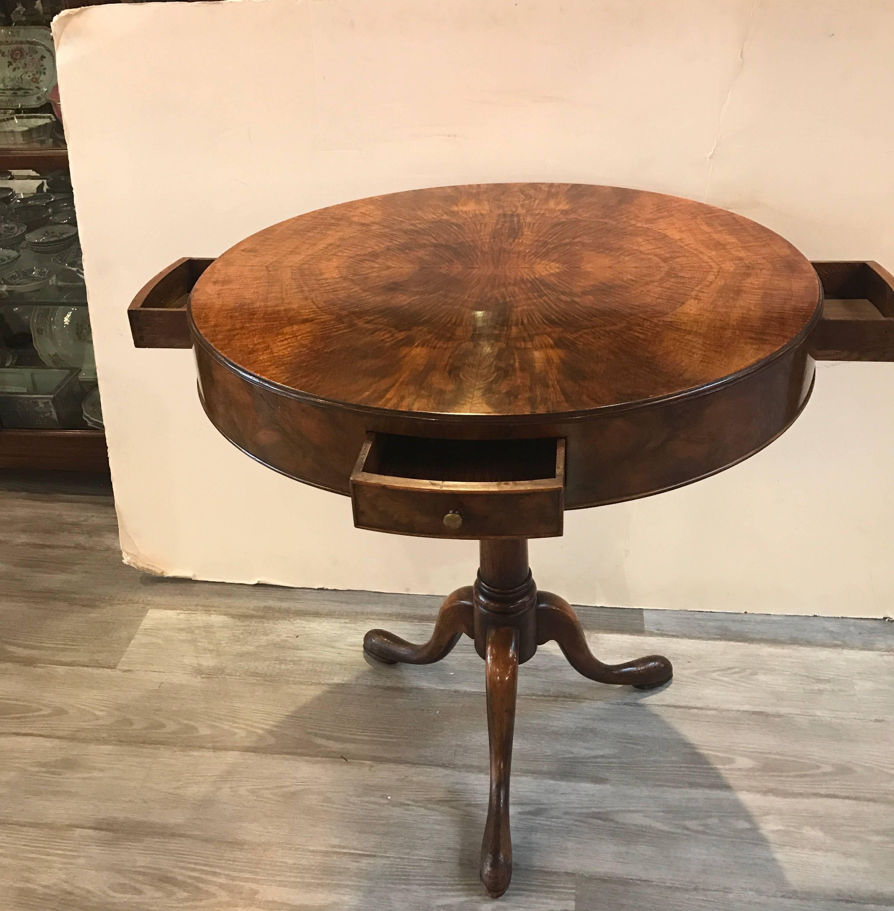 20th Century Pair or Round Walnut Peristalsis Side Table