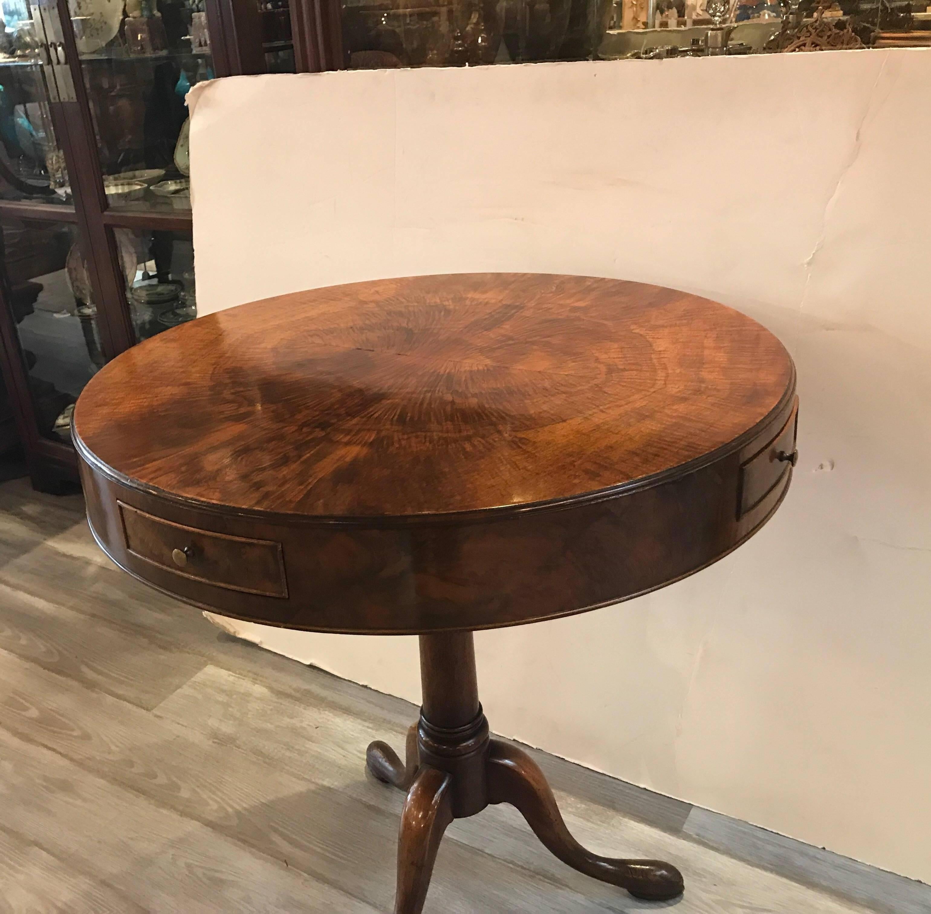 Pair or Round Walnut Peristalsis Side Table 1