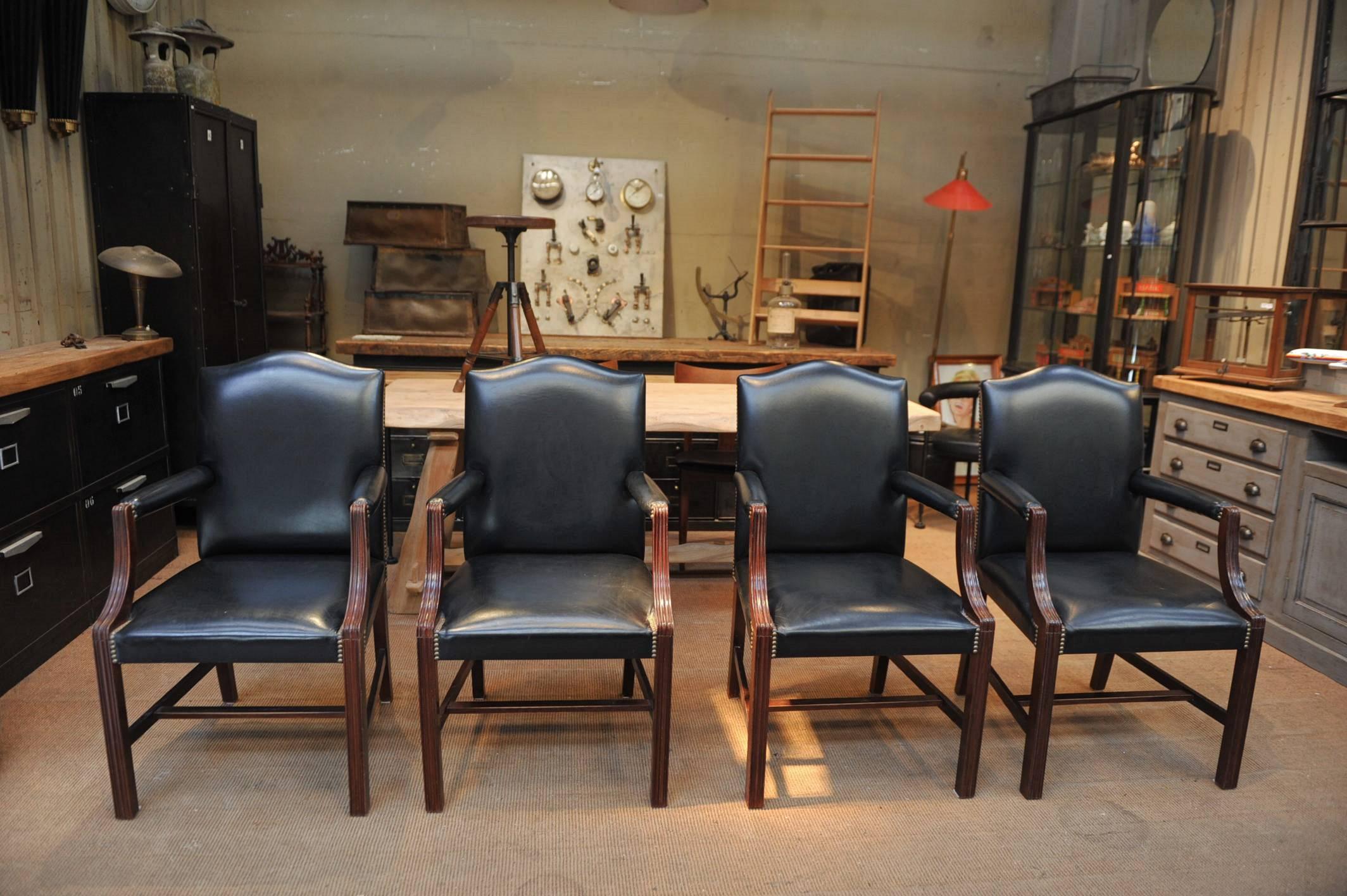 Pair of  De Coene Frères Leather and Wood Armchairs For Sale 4