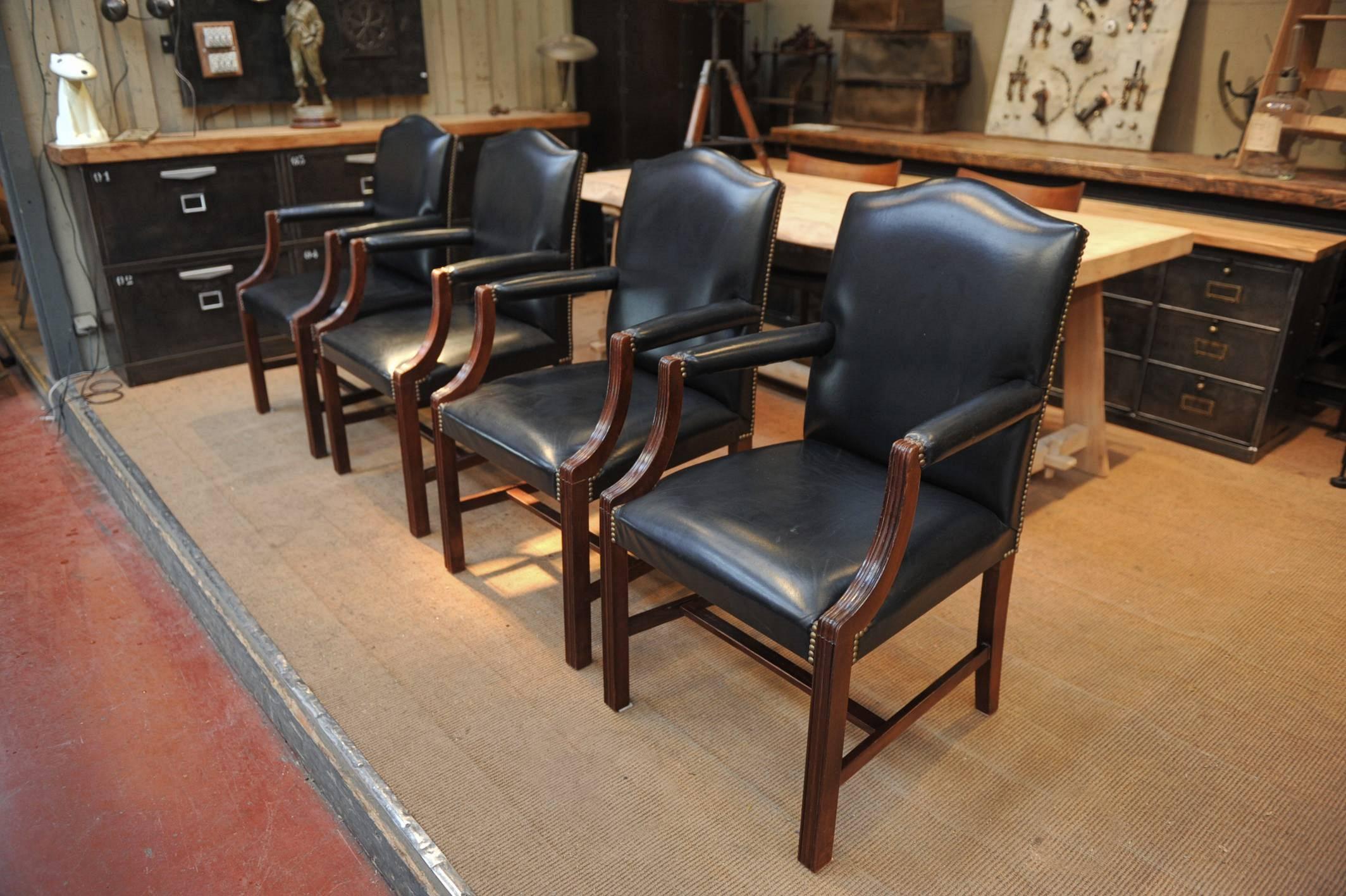 Pair of  De Coene Frères Leather and Wood Armchairs For Sale 6