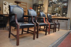 Pair of  De Coene Frères Leather and Wood Armchairs