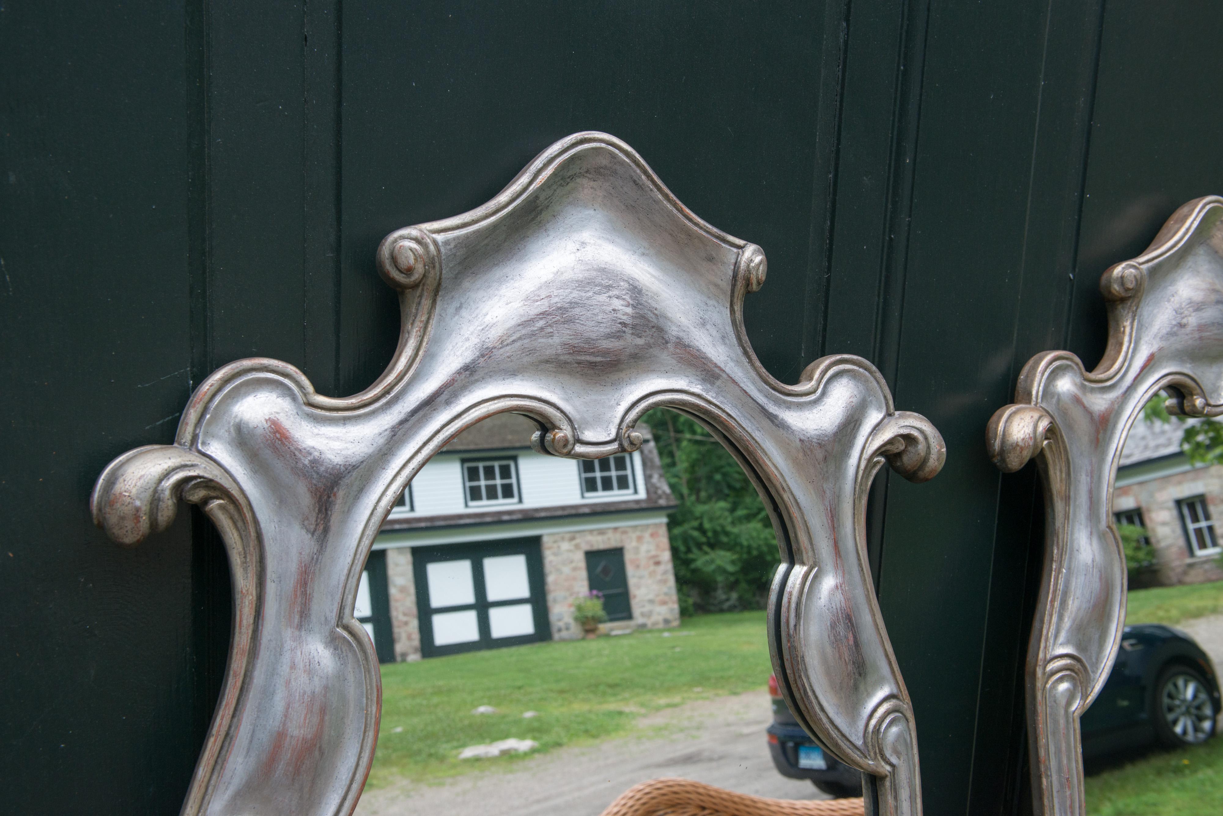 Italian Pair or Single 1950s Silver Gilt Mirrors For Sale