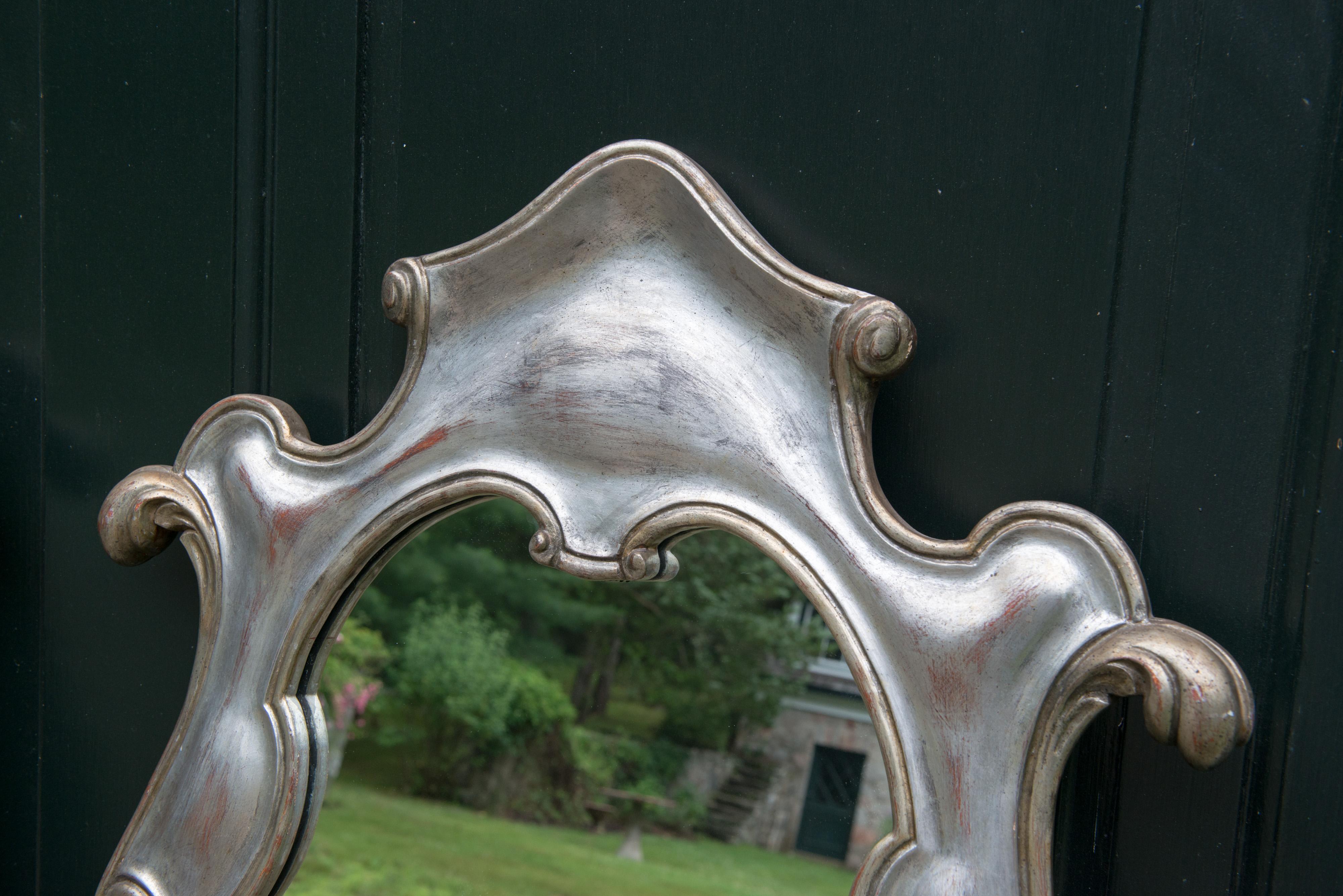 Italian Pair or Single 1950s Silver Gilt Mirrors