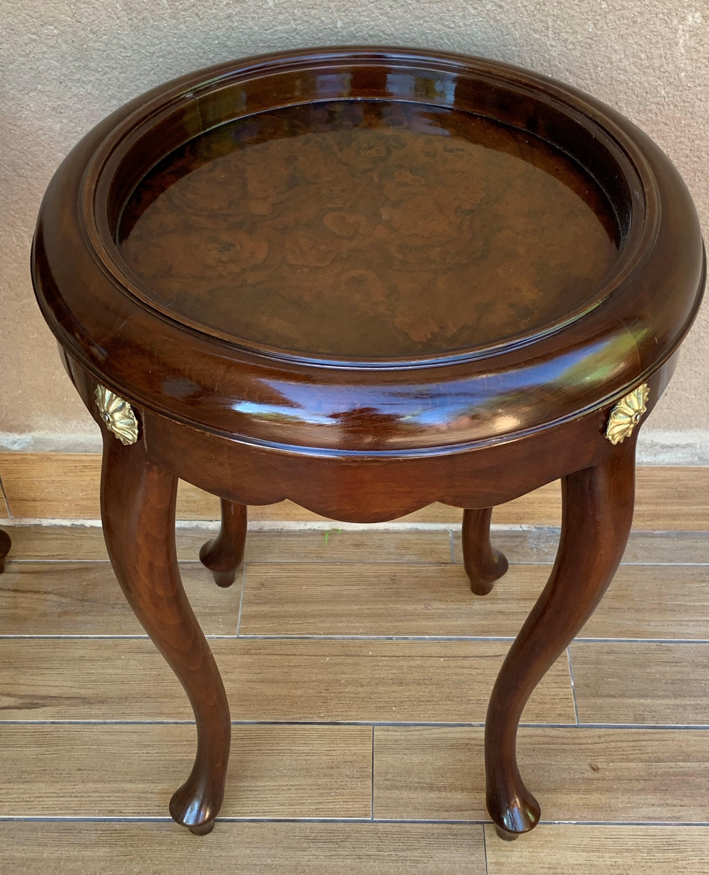 Pair or Single French Mahogany and Burl Low Side or Coffee Tables For Sale 4