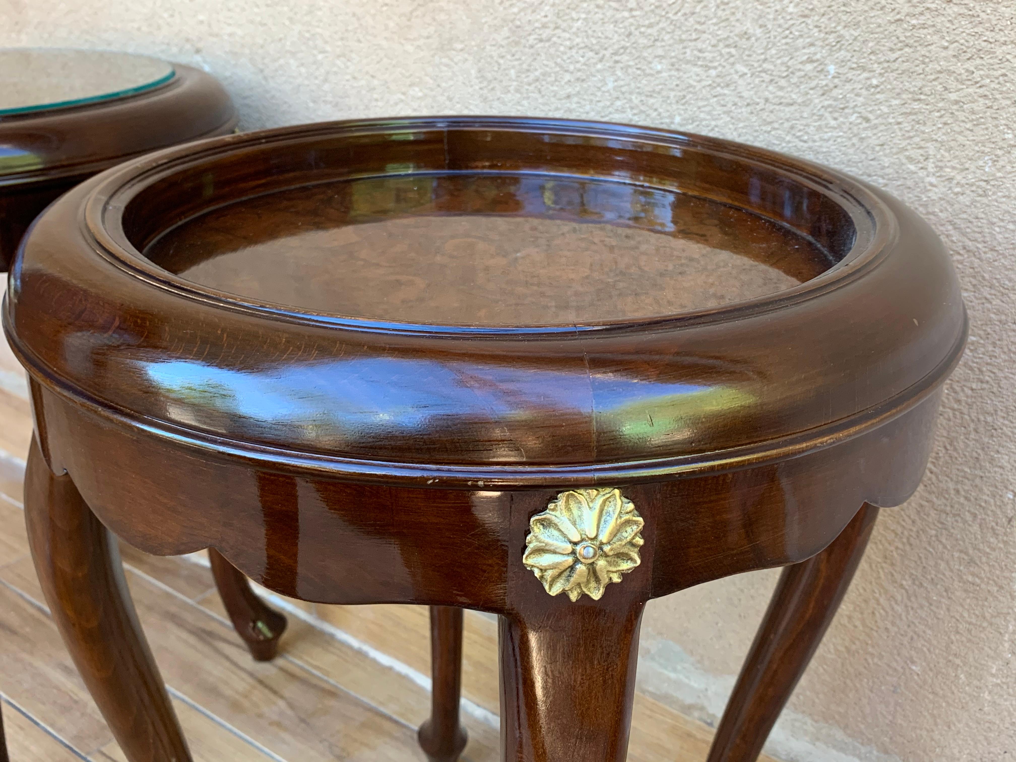 Pair or Single French Mahogany and Burl Low Side or Coffee Tables For Sale 2