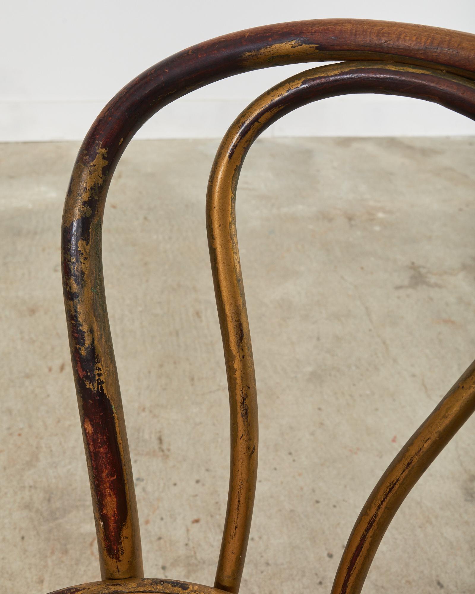 Pair or Thonet No. 18 Bentwood Cane Bistro Dining Chairs 2