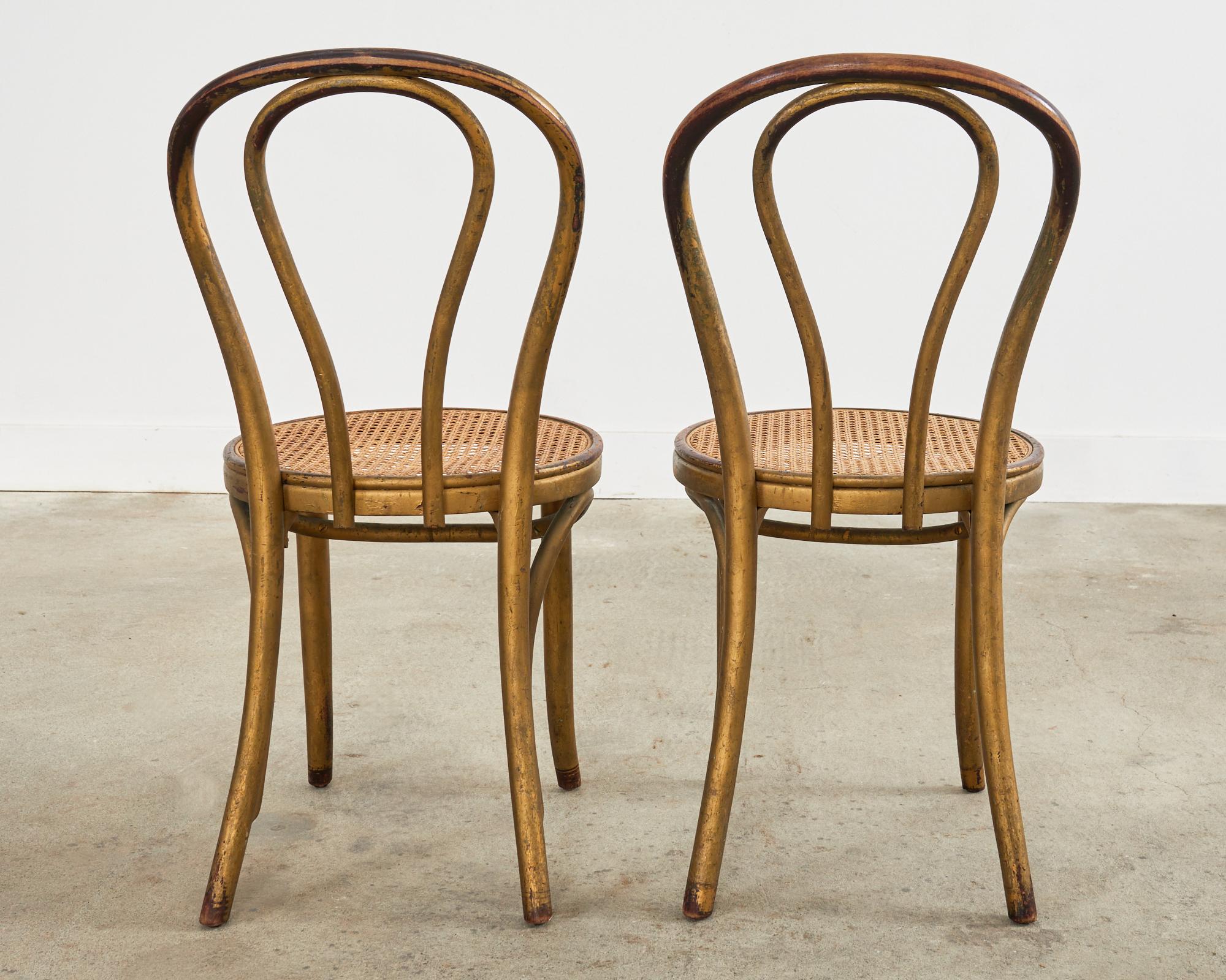 Pair or Thonet No. 18 Bentwood Cane Bistro Dining Chairs 5