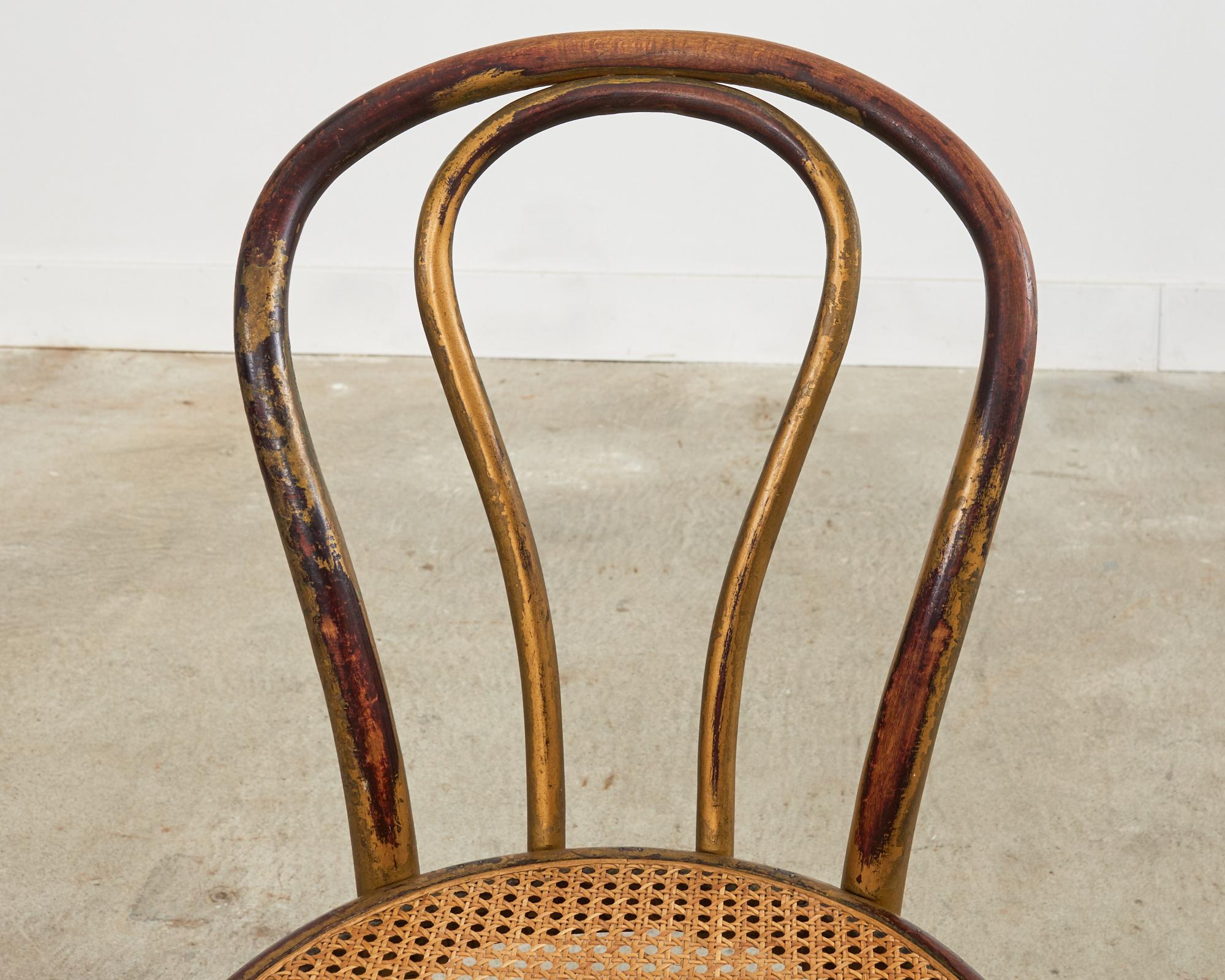 Polish Pair or Thonet No. 18 Bentwood Cane Bistro Dining Chairs
