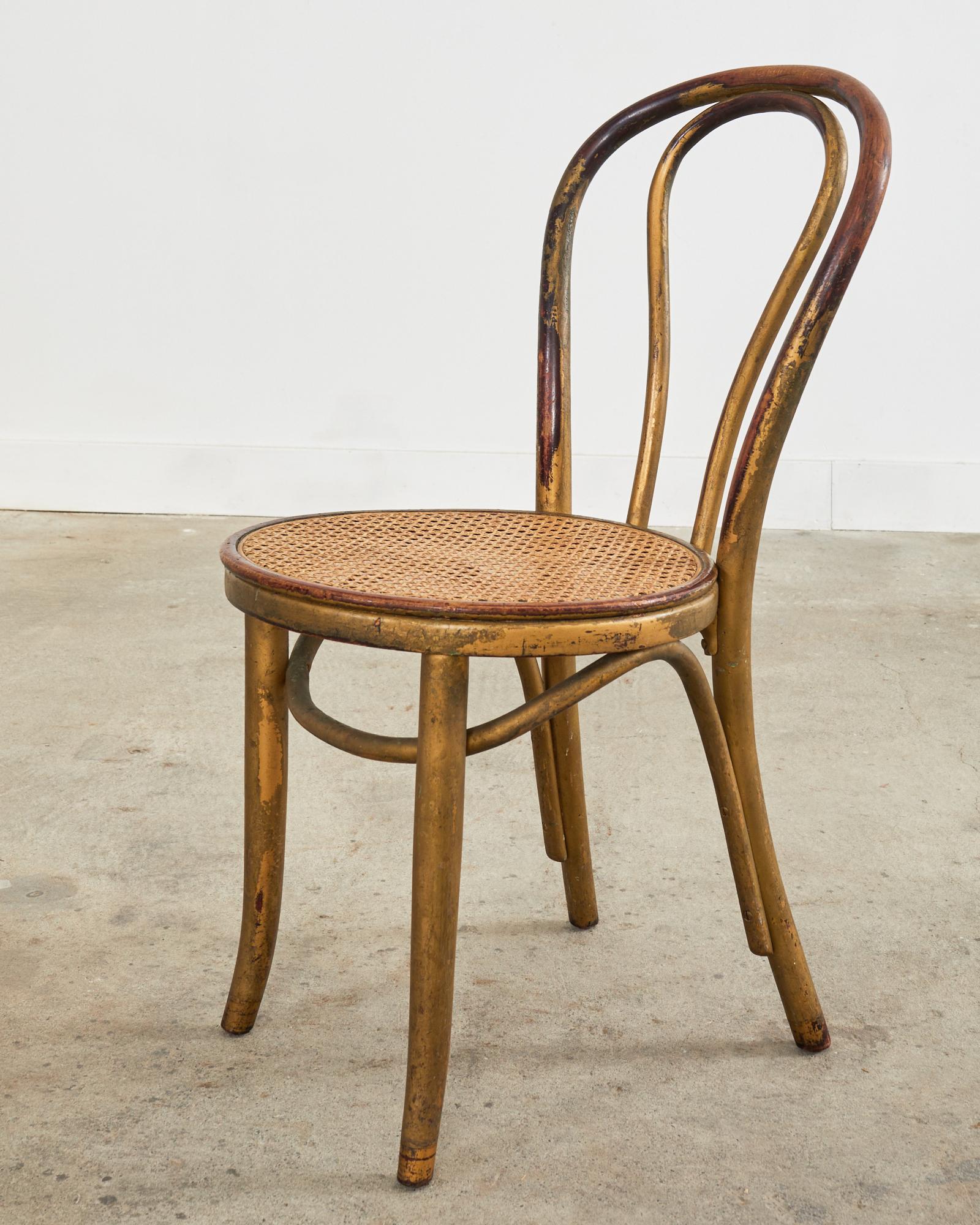 Hand-Crafted Pair or Thonet No. 18 Bentwood Cane Bistro Dining Chairs
