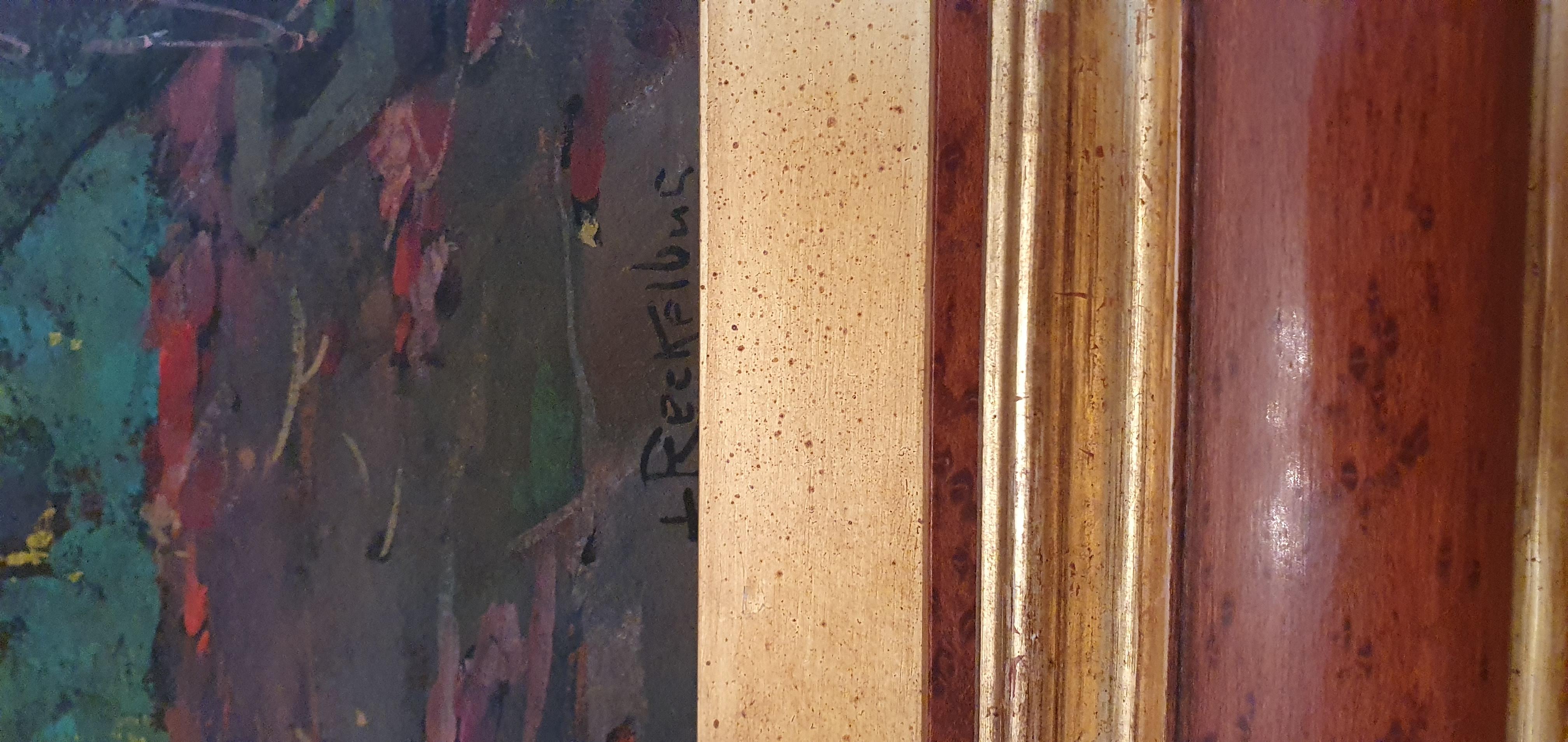 Paar oder sehr große Louis Joseph Reckelbus-Gemälde auf Karton in Originalrahmen im Angebot 5