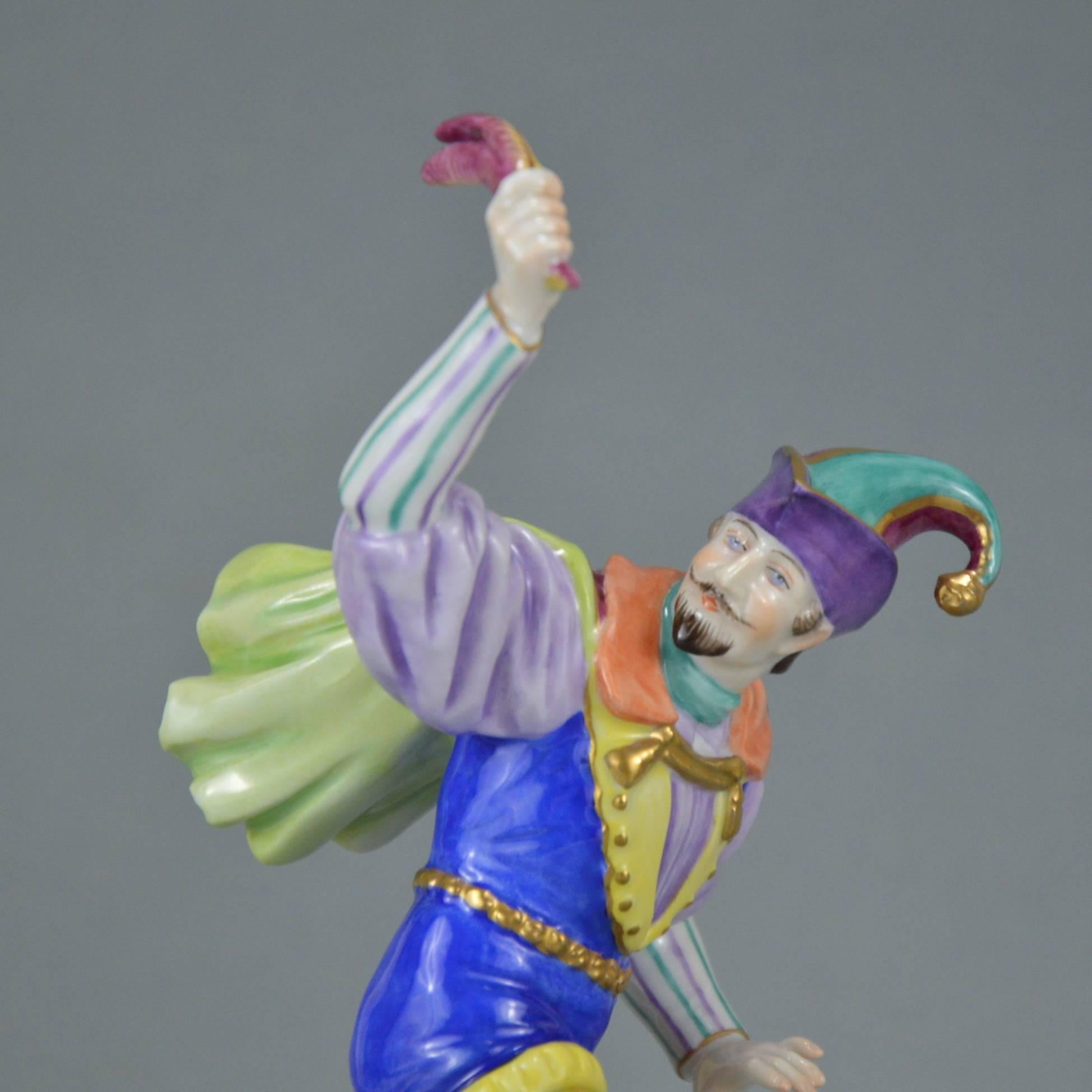 Pair of Volkstedt (Germany) porcelain figurines representing Commedia Dell Arte personnages. 
Fully hand-painted. Perfect condition.