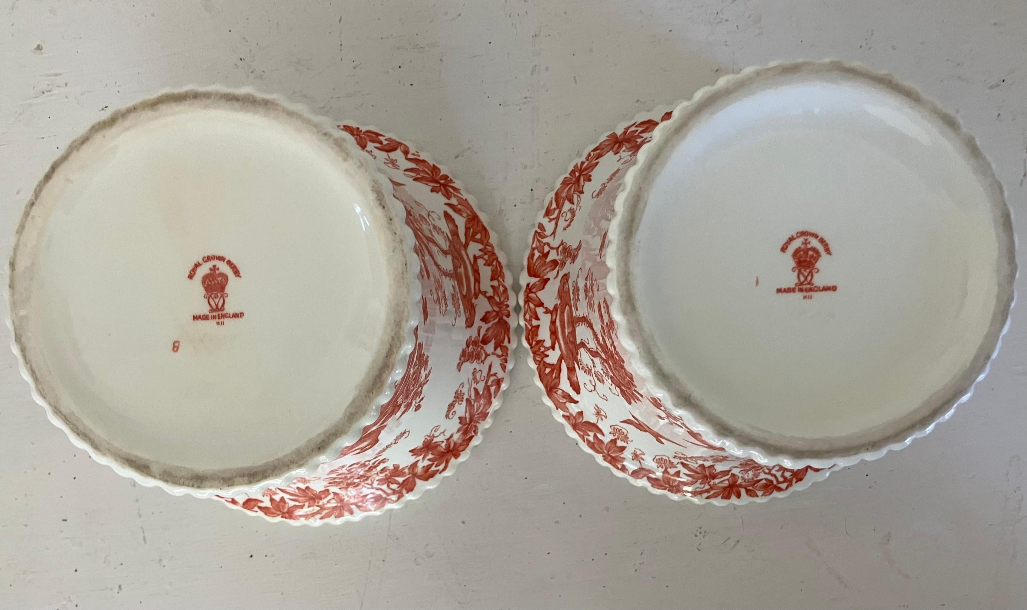 Porcelain Pair Orange and White Bird Vases For Sale