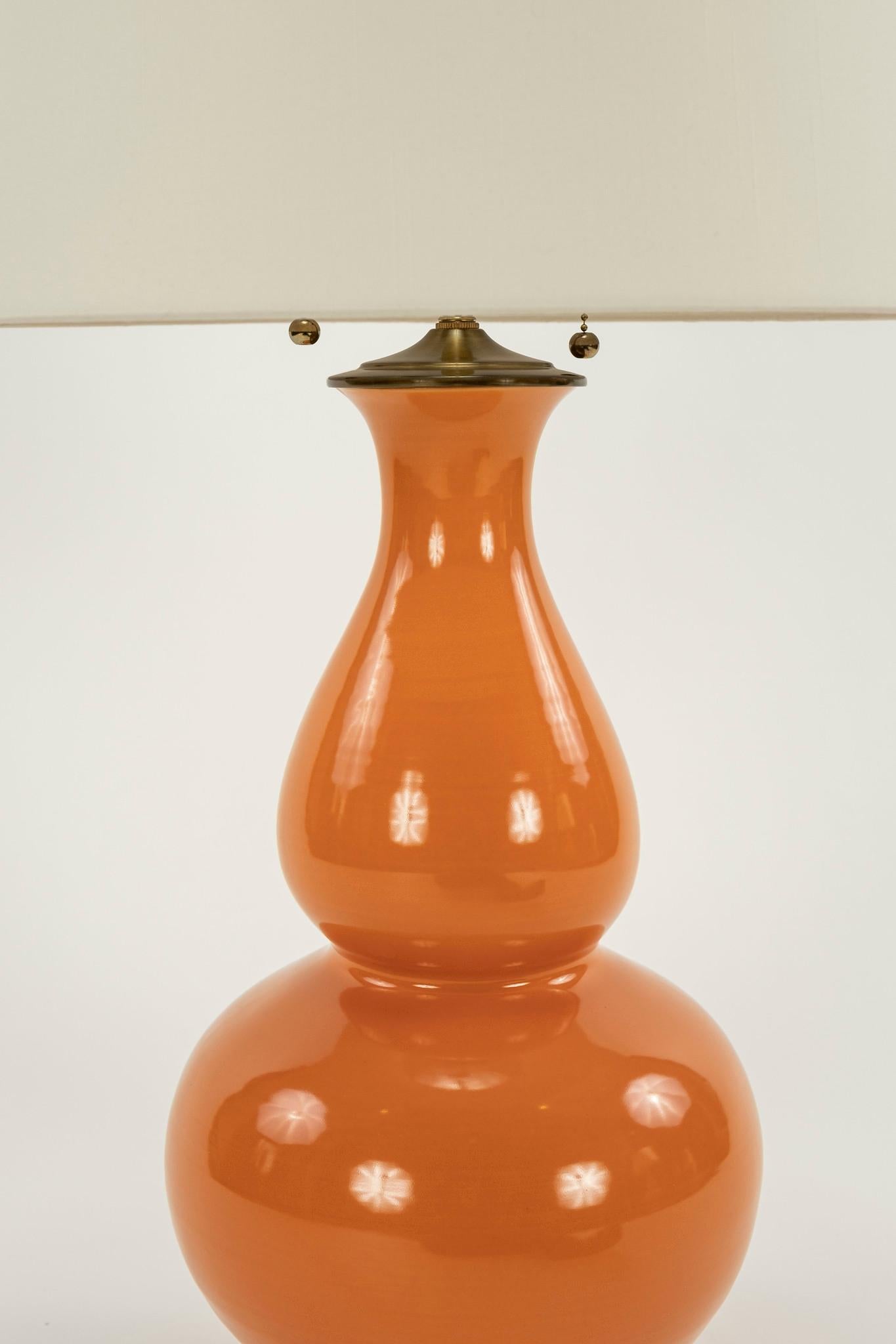 Gilt Pair Orange Christopher Spitzmiller Aurora Table Lamps