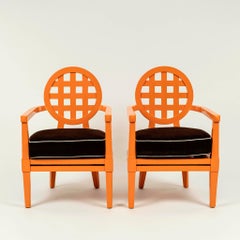 Pair Orange McGuire Teak Portico Armchairs