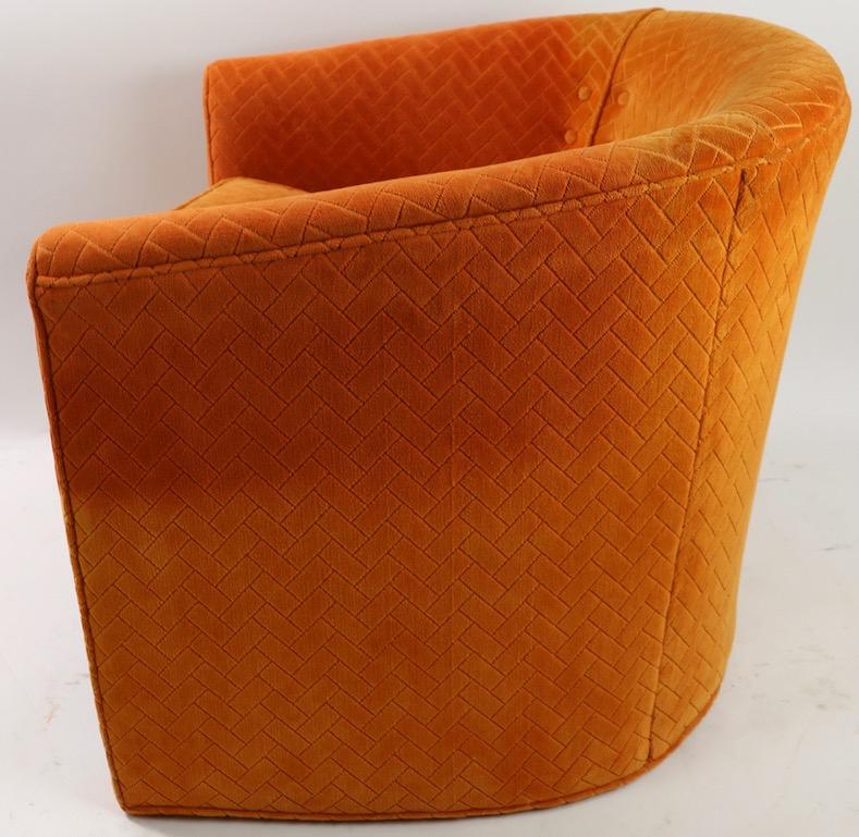 Pair of Orange Tub Chairs by Century Hickory Furniture  After Milo Baughman 3