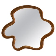 Pair Organic Shaped Rattan Wall Mirror