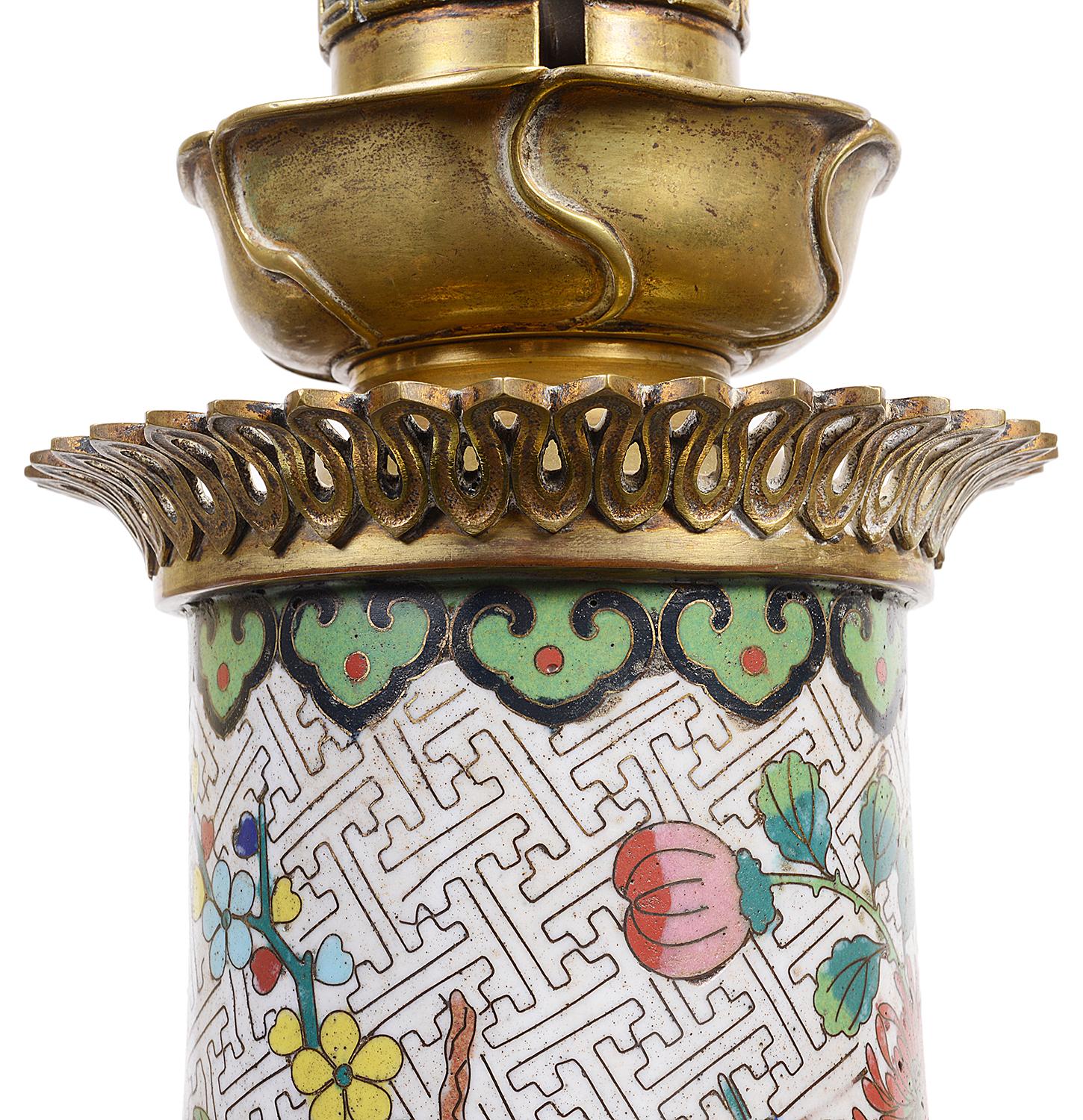 Émail Paire de lampes de style oriental en émail, 19ème siècle en vente