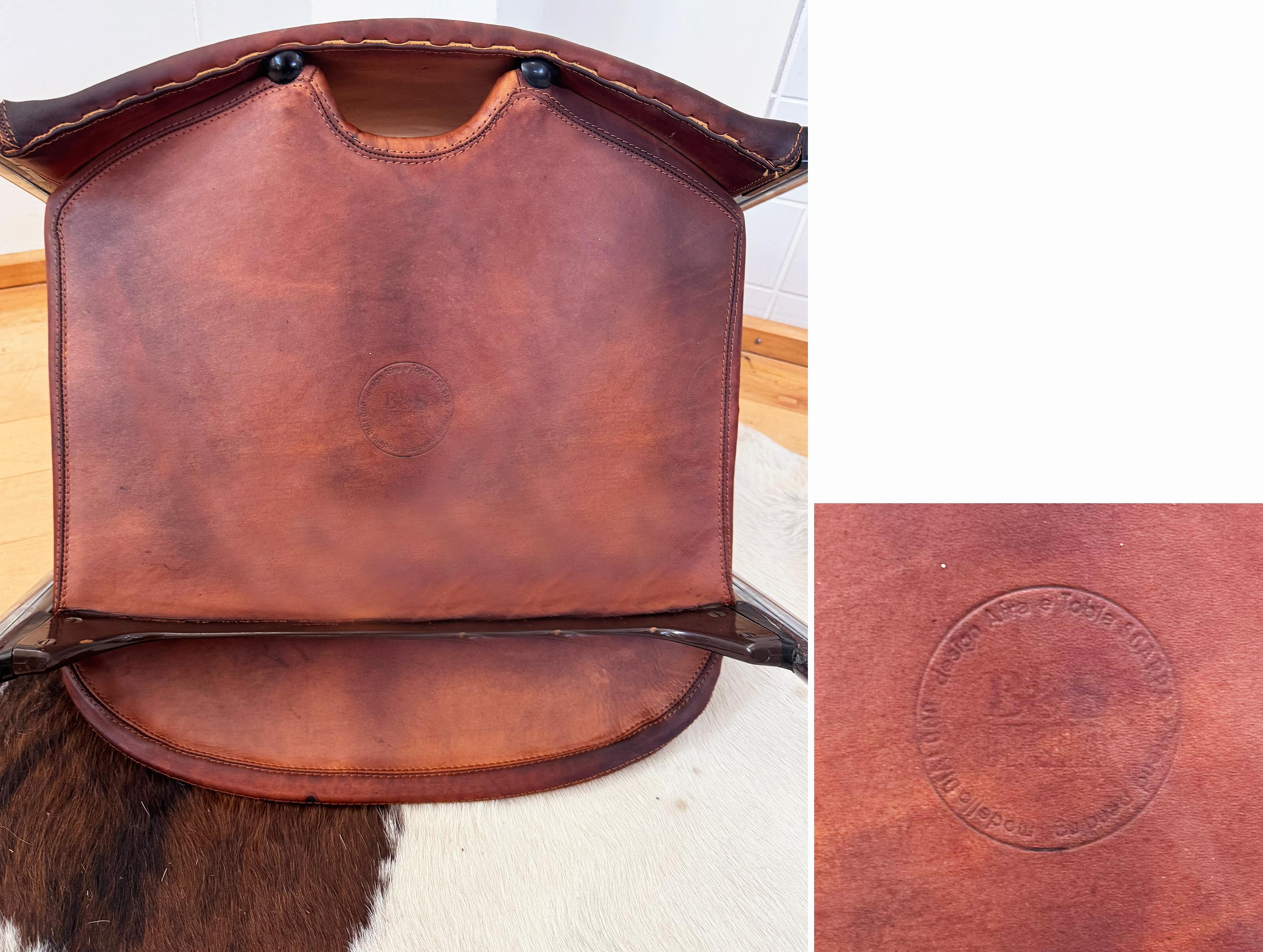 PAAR Original 70er Jahre Braunes Leder Afra & Tobia Scarpa B&B Italia 'Dialogo' Stühle im Angebot 5