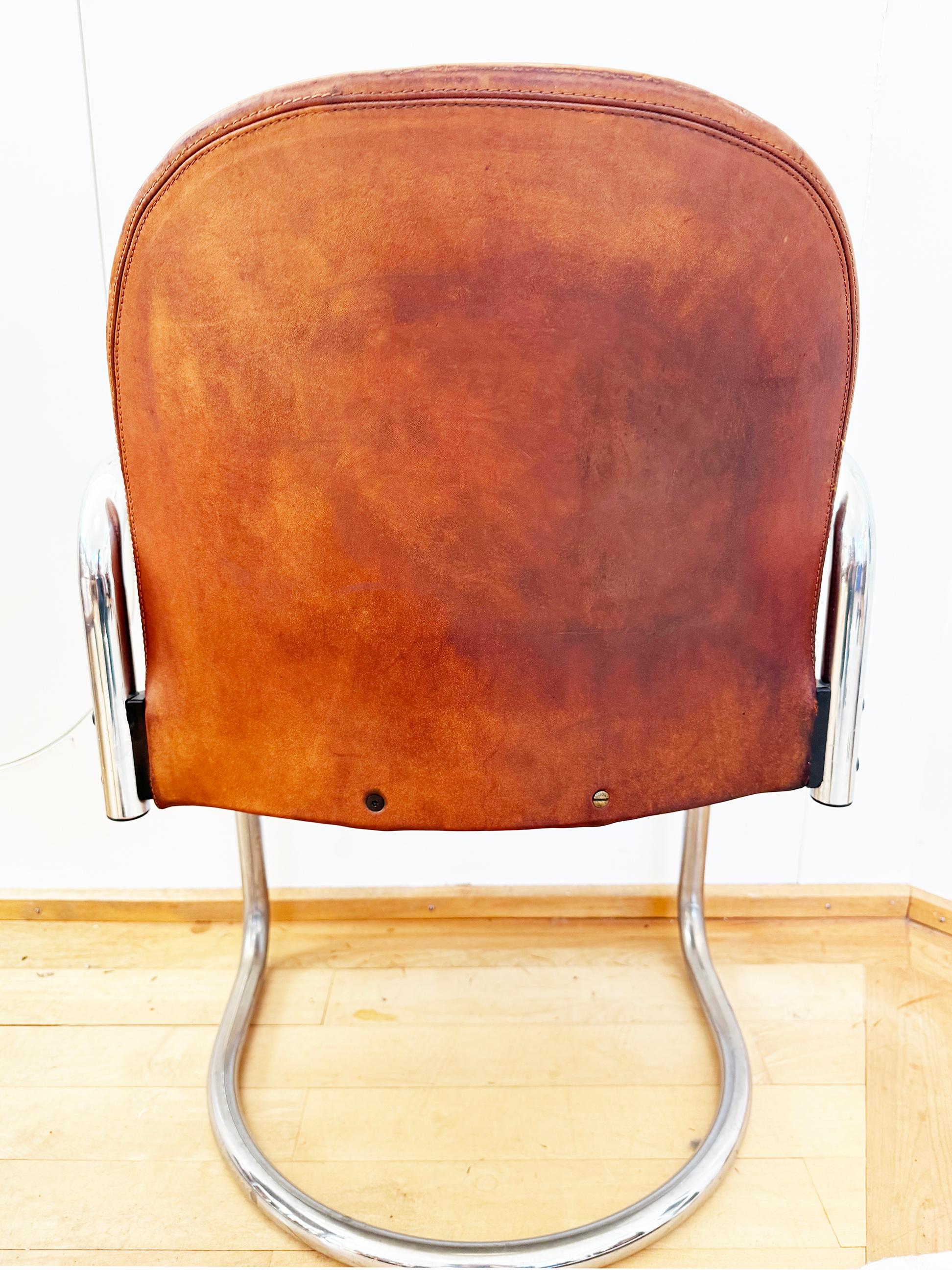 PAAR Original 70er Jahre Braunes Leder Afra & Tobia Scarpa B&B Italia 'Dialogo' Stühle im Angebot 1