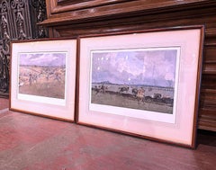 Pair Original Framed Equestrians Colored Prints Signed Lionel Edwards Dated 1926