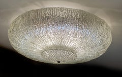 Pair Original Large Ceiling Flush Mount Lights by Barovier & Toso, Murano, 1940s