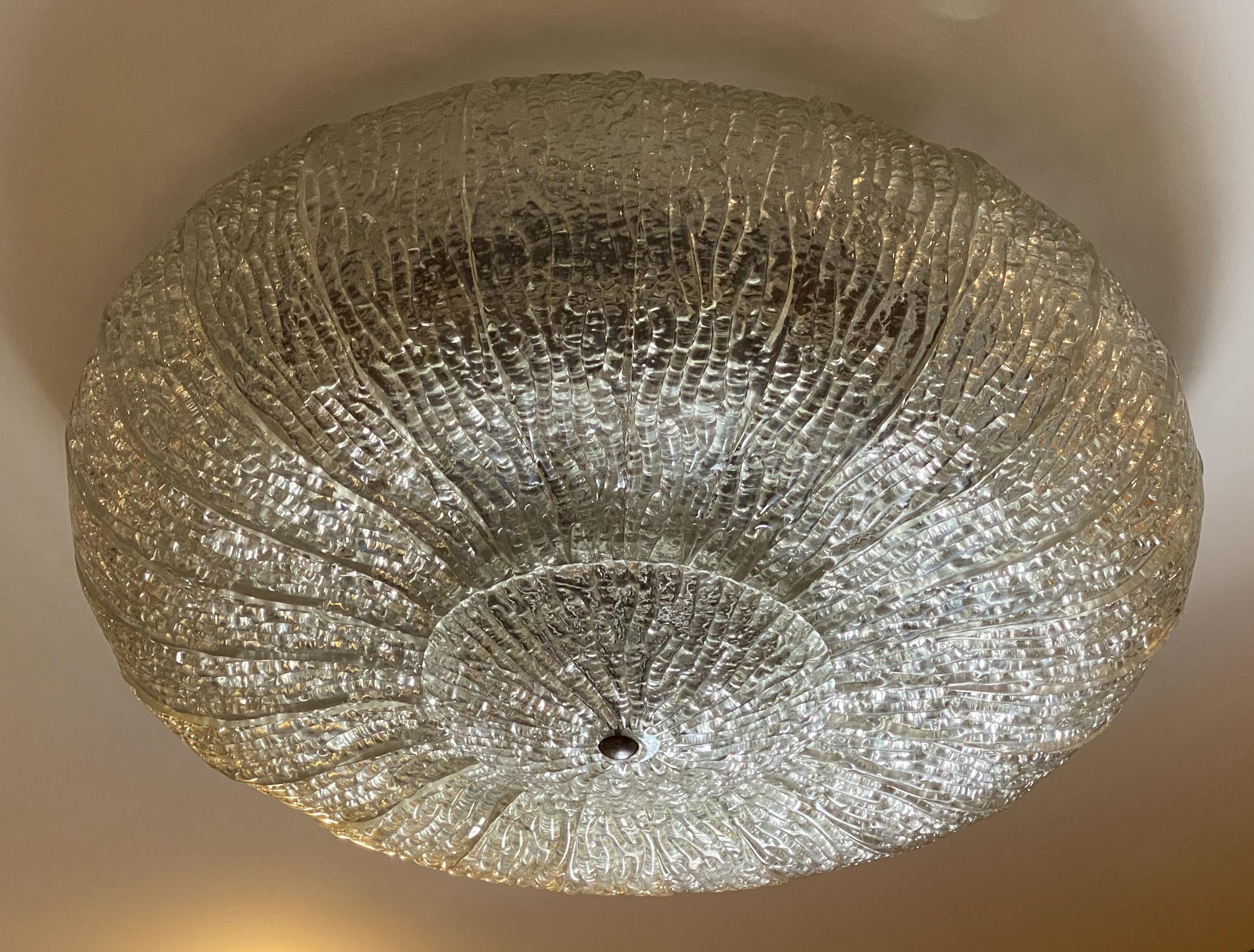 Paar Original große Deckenfluter Lights von Barovier & Toso, Murano, 1940er Jahre im Angebot 1