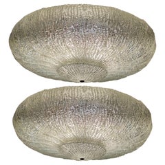 Vintage Pair Original Large Ceiling Flush Mount Lights by Barovier & Toso, Murano, 1940s