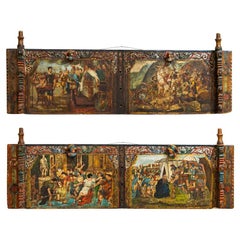 Pair, Original Painted Sicilian Donkey Cart Side Panels, Opera Muzio Scevola and