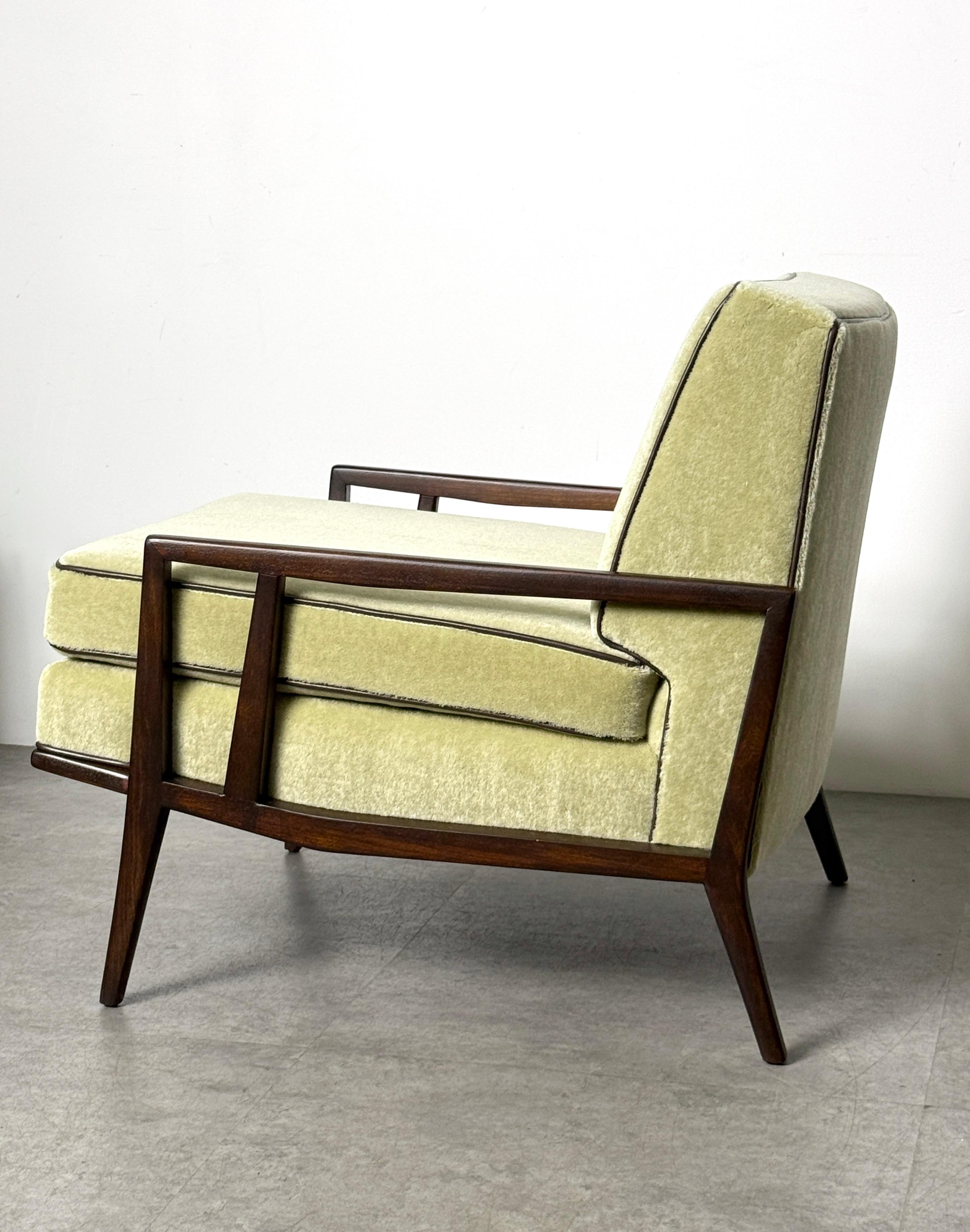 Leather Pair Original Paul McCobb Custom Craft Directional Lounge Chairs in Mahogany For Sale