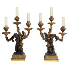 Pair Ormolu and Bronze Candelabra, Early 19th Century