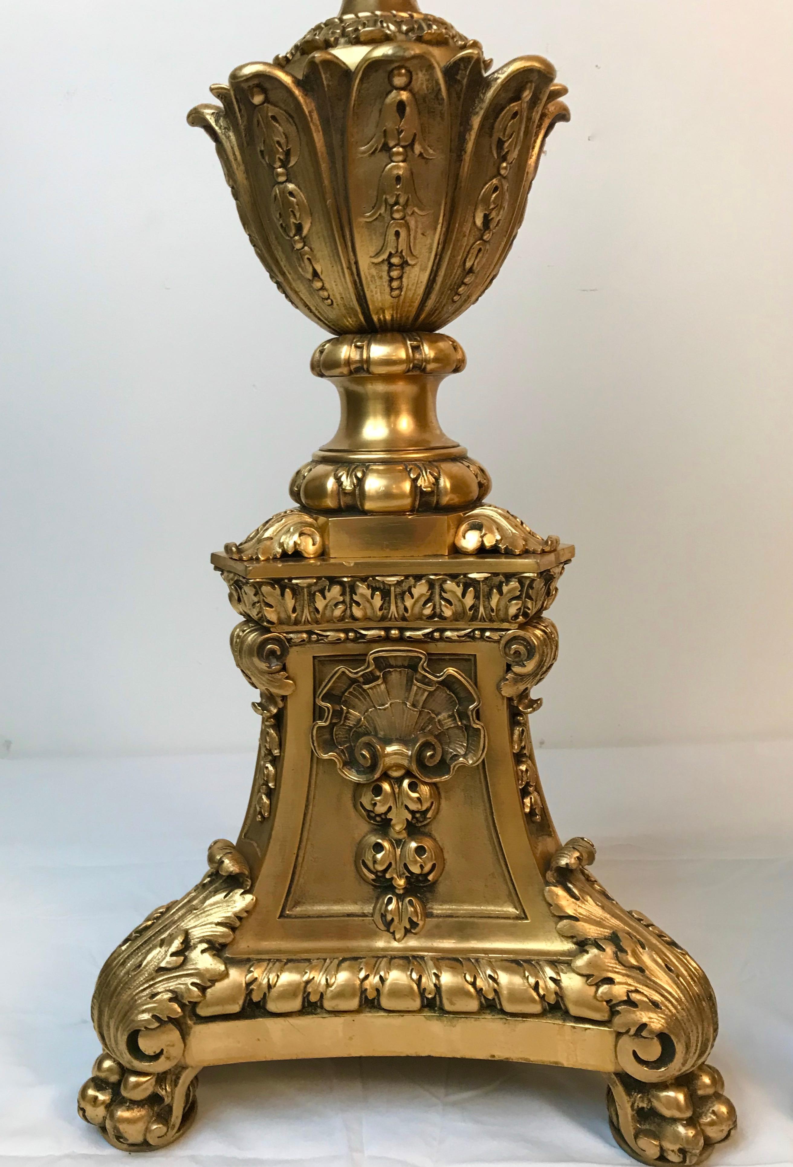 Belle Époque Pair Ormolu Bronze Andirons For Sale